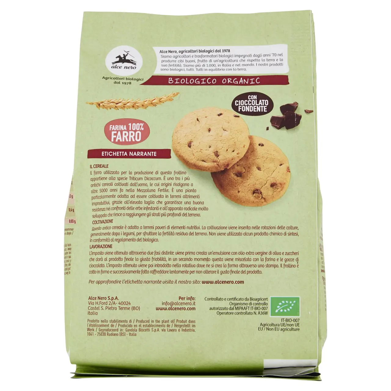 Alce Nero Cookies | Frollini Di Farro Con Gocce Di Cioccolato | Alce Nero Biscuits | Alce Nero Snacks | 10,5 Ounce Total - Image 7