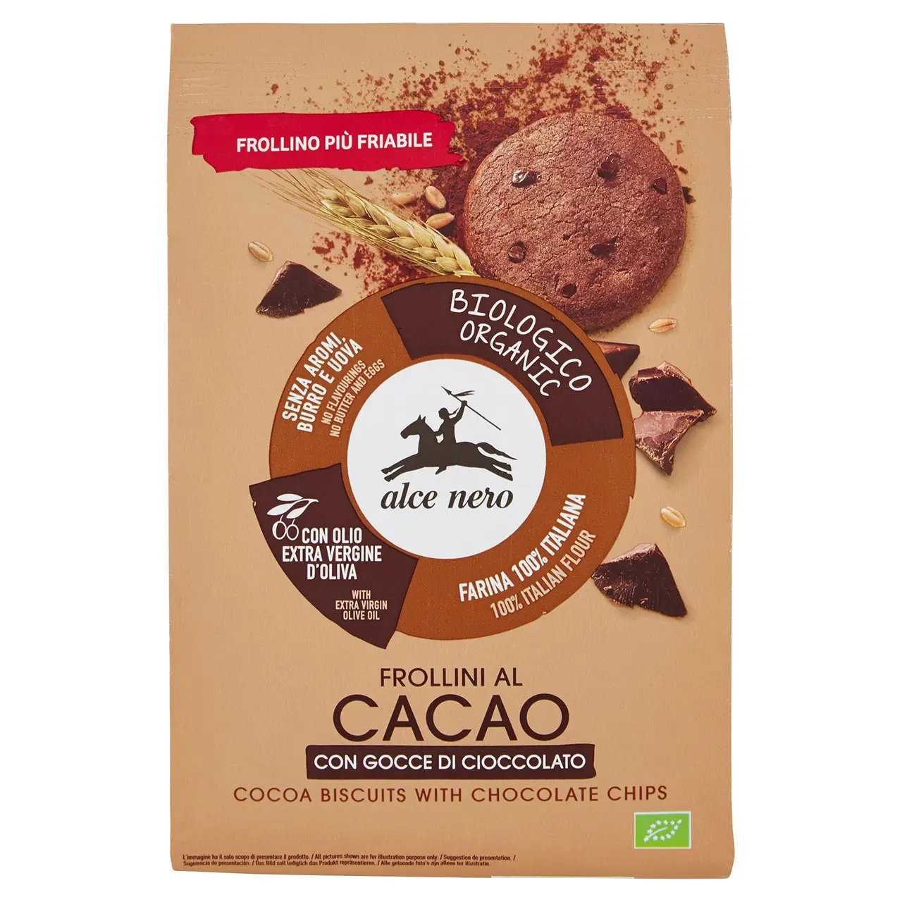 Alce Nero Cookies | Frollini Al Cacao With Chocolate Drops | Alce Nero Biscuits | Alce Nero Snacks | 10,5 Ounce Total - Image 2