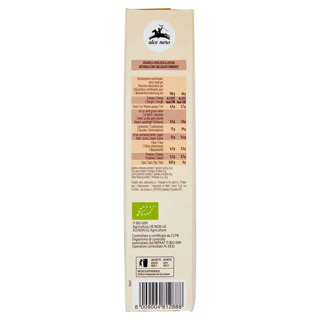 Alce Nero Cookies | Whole Grain Oat Granola With Dark Chocolate | Alce Nero Biscuits | Alce Nero Snacks | 10,5 Ounce Total - Image 5
