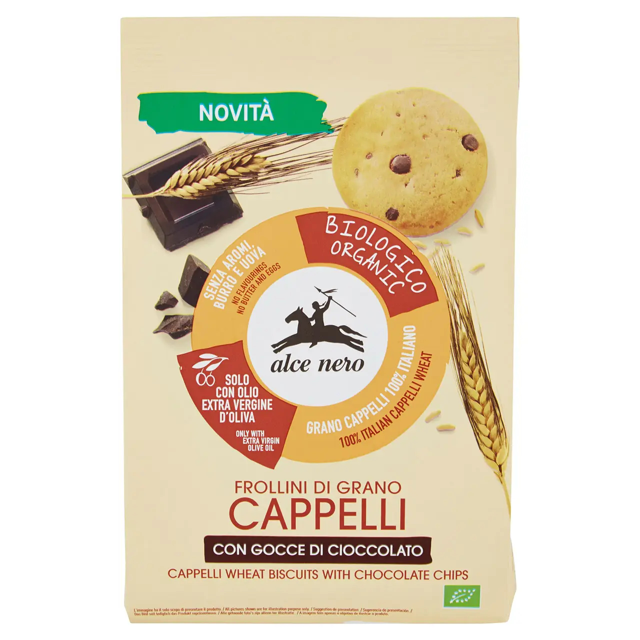 Alce Nero Cookies | Frollini Di Grano Cappelli With Chocolate Drops | Alce Nero Biscuits | Alce Nero Snacks | 8,8 Ounce Total - Image 2