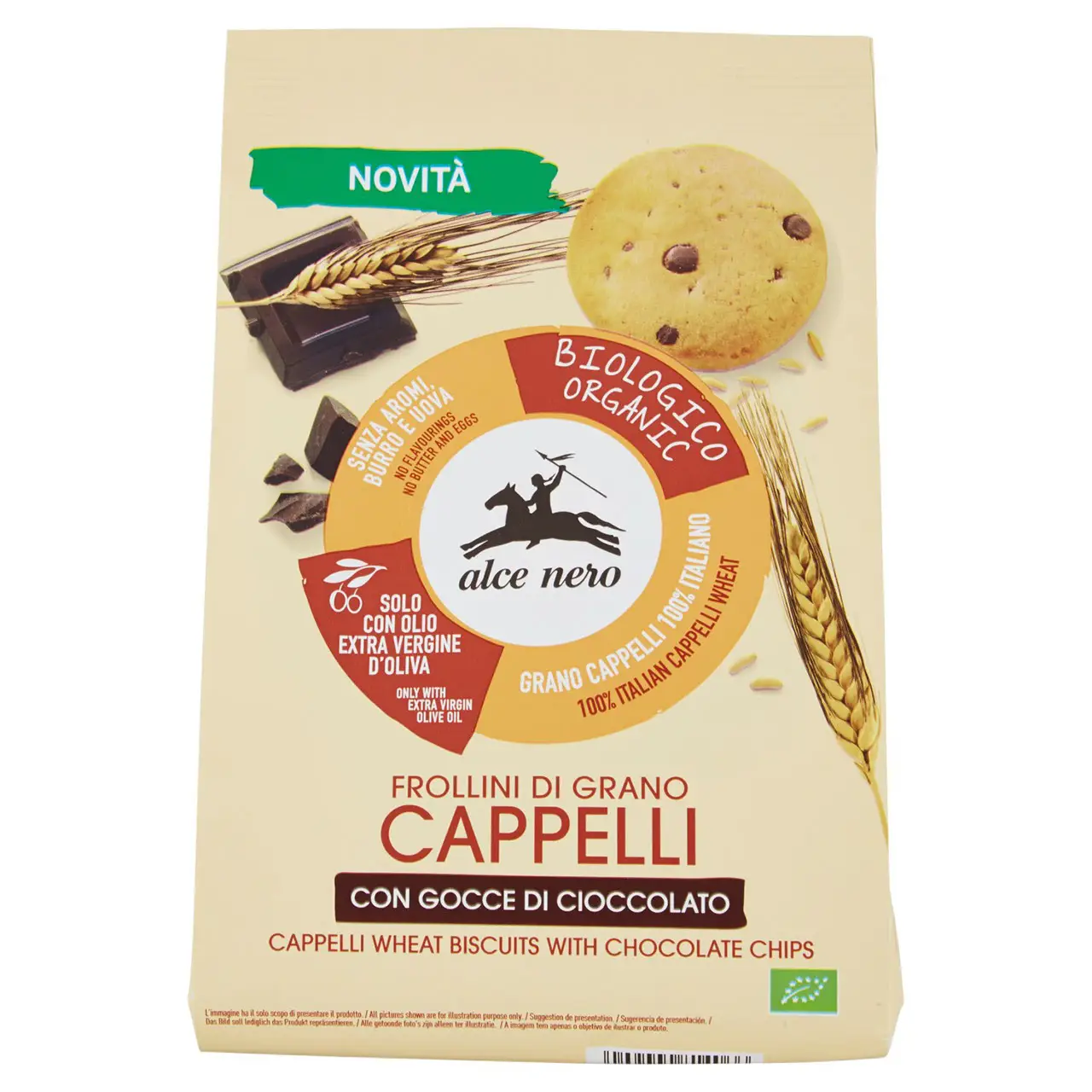 Alce Nero Cookies | Frollini Di Grano Cappelli With Chocolate Drops | Alce Nero Biscuits | Alce Nero Snacks | 8,8 Ounce Total - Image 3