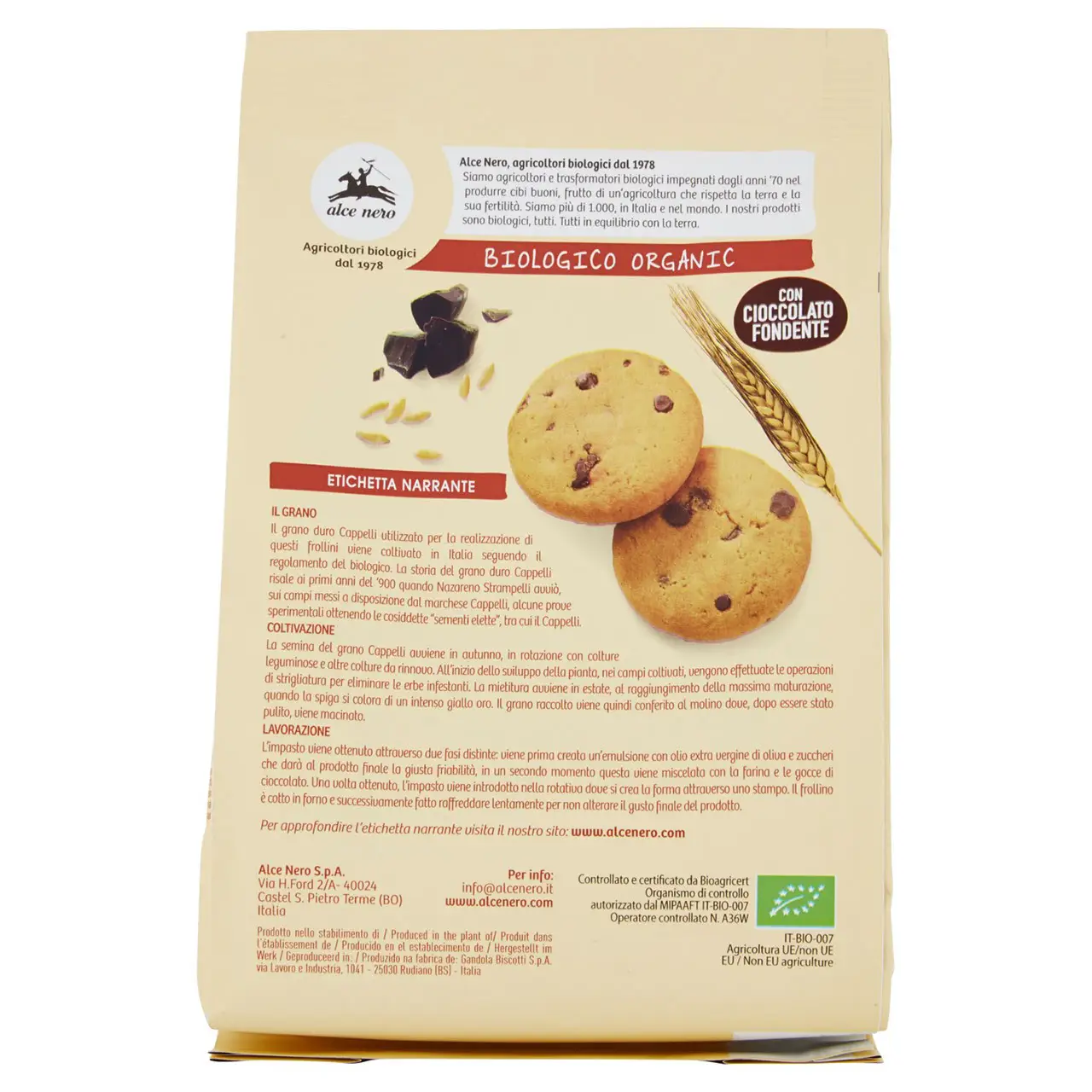 Alce Nero Cookies | Frollini Di Grano Cappelli With Chocolate Drops | Alce Nero Biscuits | Alce Nero Snacks | 8,8 Ounce Total - Image 6
