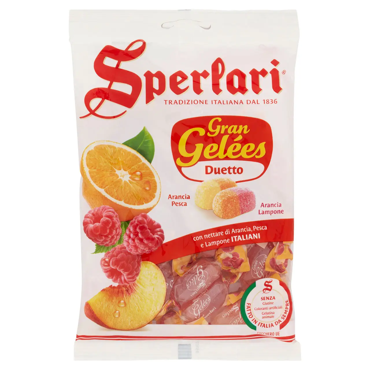 Sperlari Candy | Sperlari Gran Gelées Duet Orange Peach - Orange Raspberry | Sperlari Italian Hard Candy | Sperlari Sweets | 6,1 Ounce Total