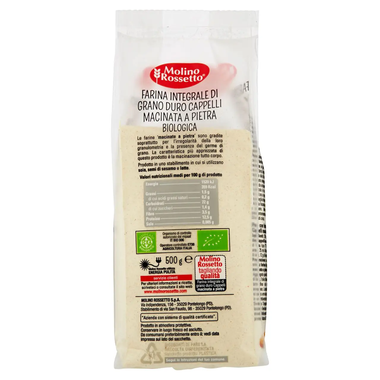 Molino Rossetto | Molino Rossetto Ground Stone Wheat Cappelli Flour | Molino Rossetto Cookies | Molino Rossetto Biscuits | 17,6 Ounce Total
