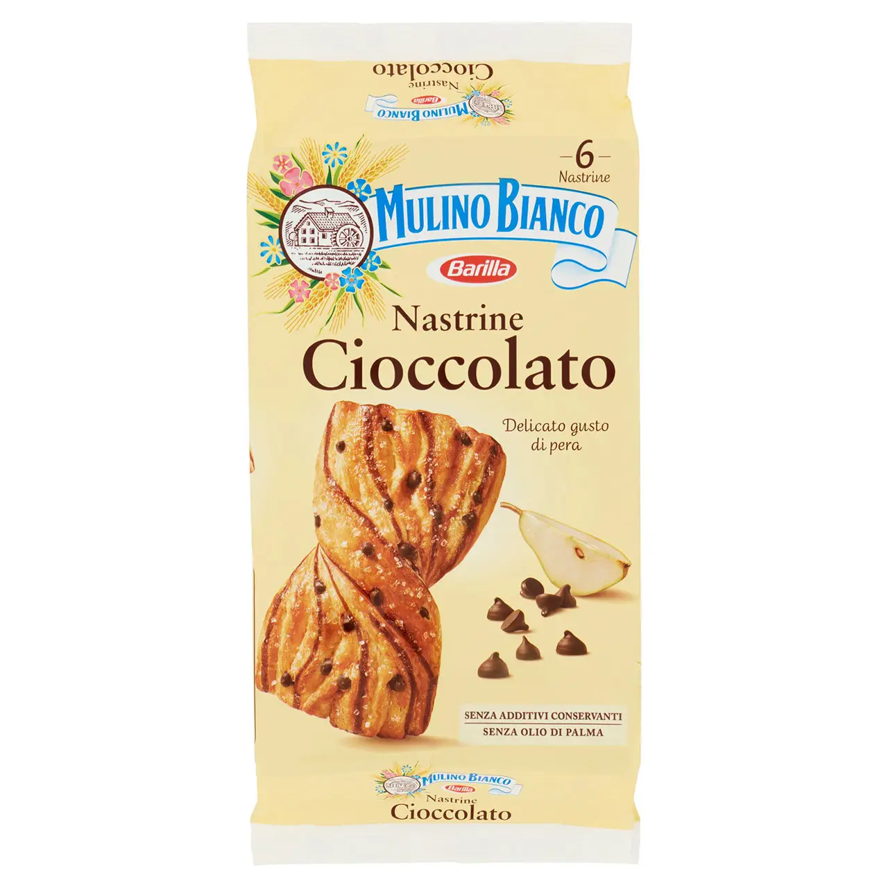 Mulino Bianco Biscuits | Mulino Bianco Nastrine Chocolate 6 Pieces | Mulino Bianco Crackers | Mulino Bianco Italian Cookies | 8,4 Ounce Total