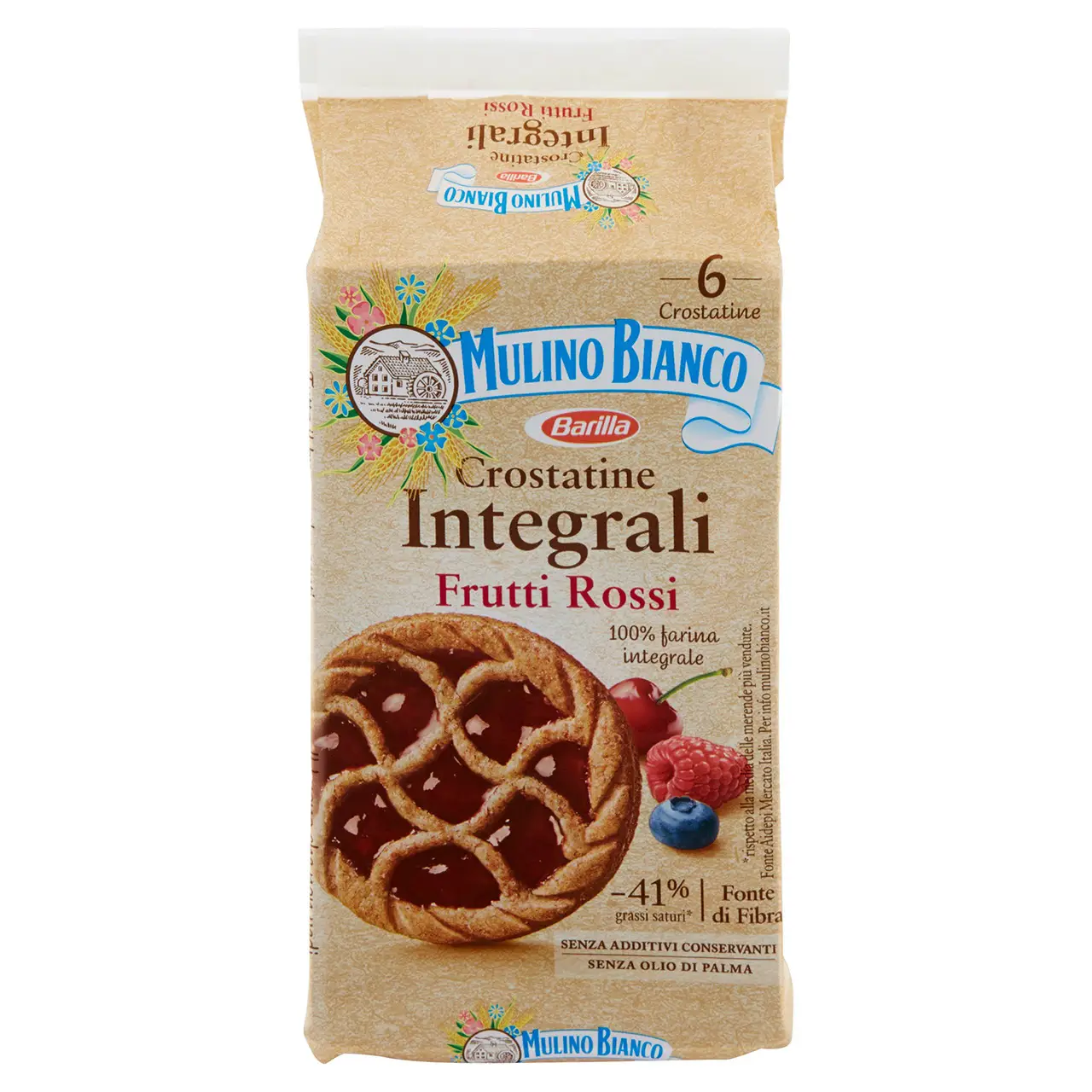 Mulino Bianco Biscuits | Mulino Bianco Crostatine Integrale Frutti Rossi | Mulino Bianco Crackers | Mulino Bianco Italian Cookies | 7,6 Ounce Total
