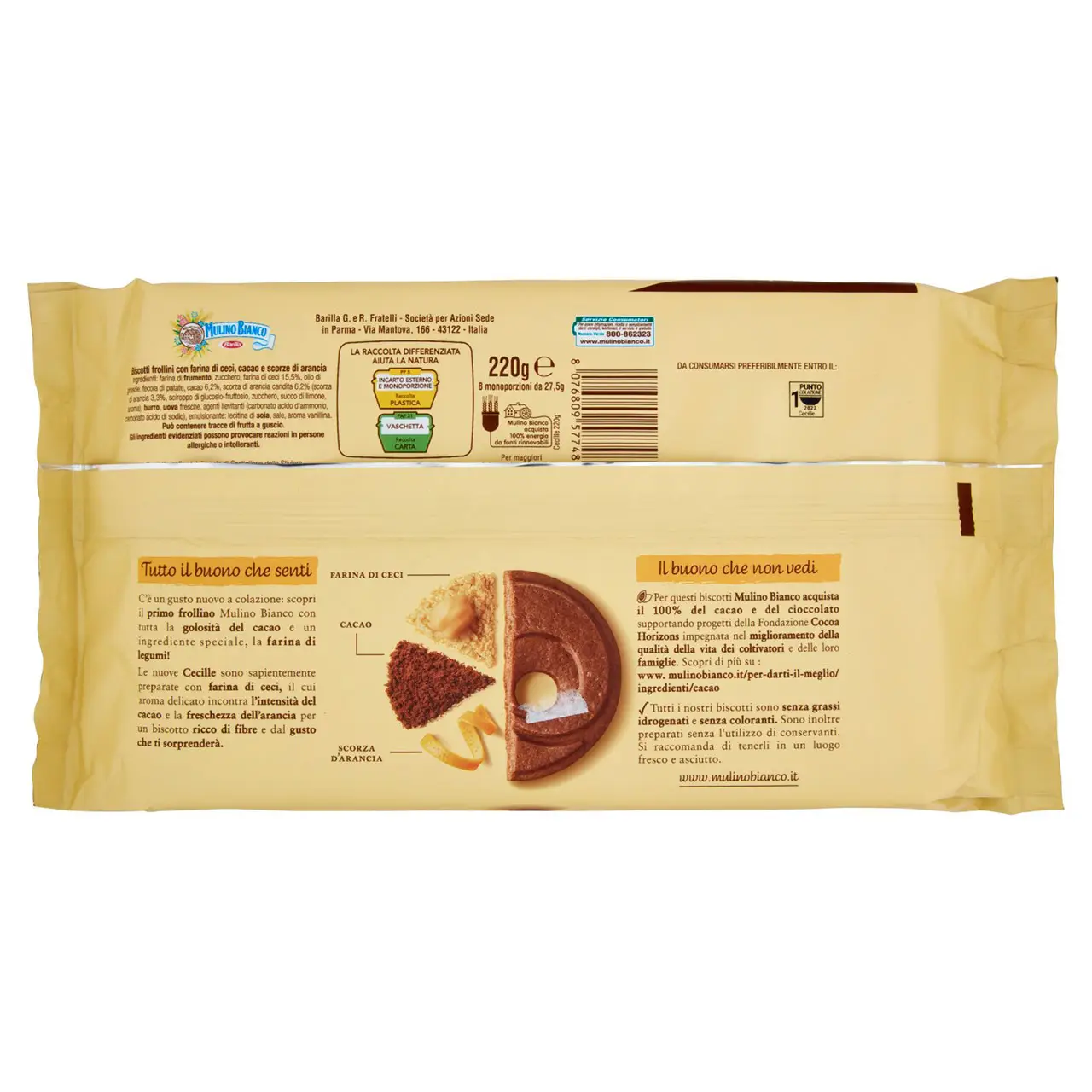 Mulino Bianco Biscuits | Mulino Bianco Cecille Cookies With Chickpea Flour, Cocoa & Orange Zest | Mulino Bianco Crackers | Mulino Bianco Italian Cookies | 7,7 Ounce Total - Image 6