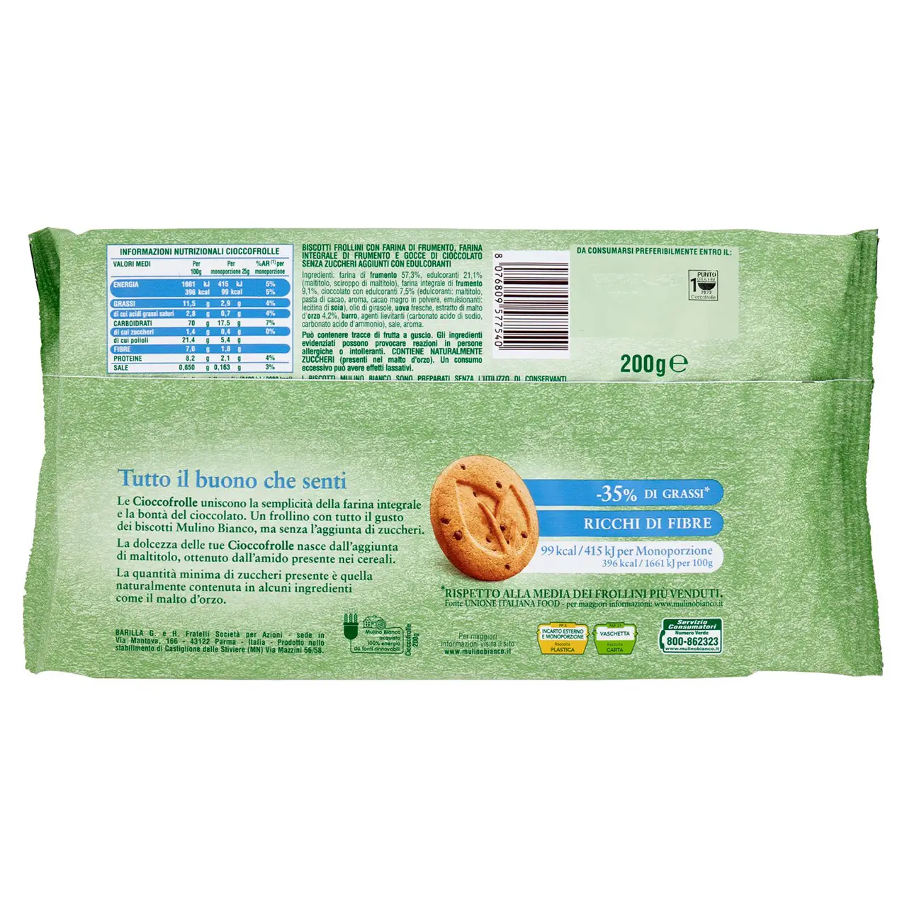 Mulino Bianco Biscuits | Mulino Bianco Cioccofrolle Cookies With Whole Wheat Flour & Chocolate | Mulino Bianco Crackers | Mulino Bianco Italian Cookies | 7 Ounce Total - Image 2
