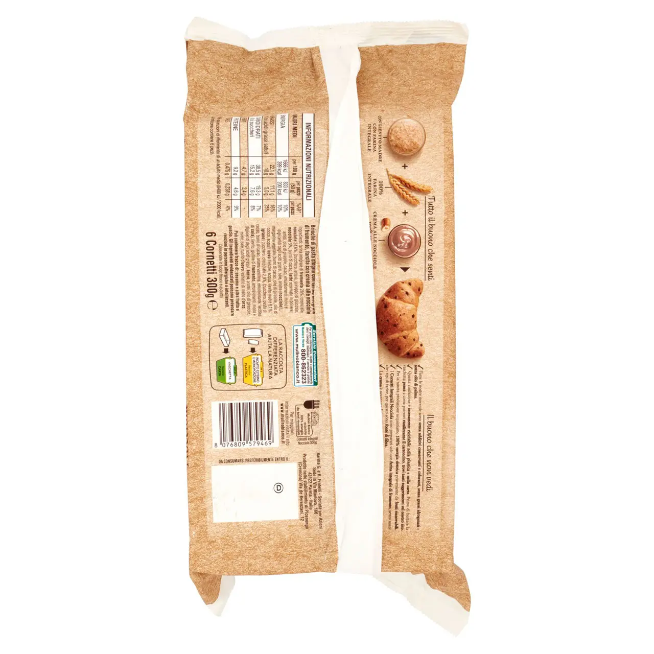 Mulino Bianco Biscuits | Mulino Bianco Cornetti Nocciola Integrali | Mulino Bianco Crackers | Mulino Bianco Italian Cookies | 10,5 Ounce Total - Image 2