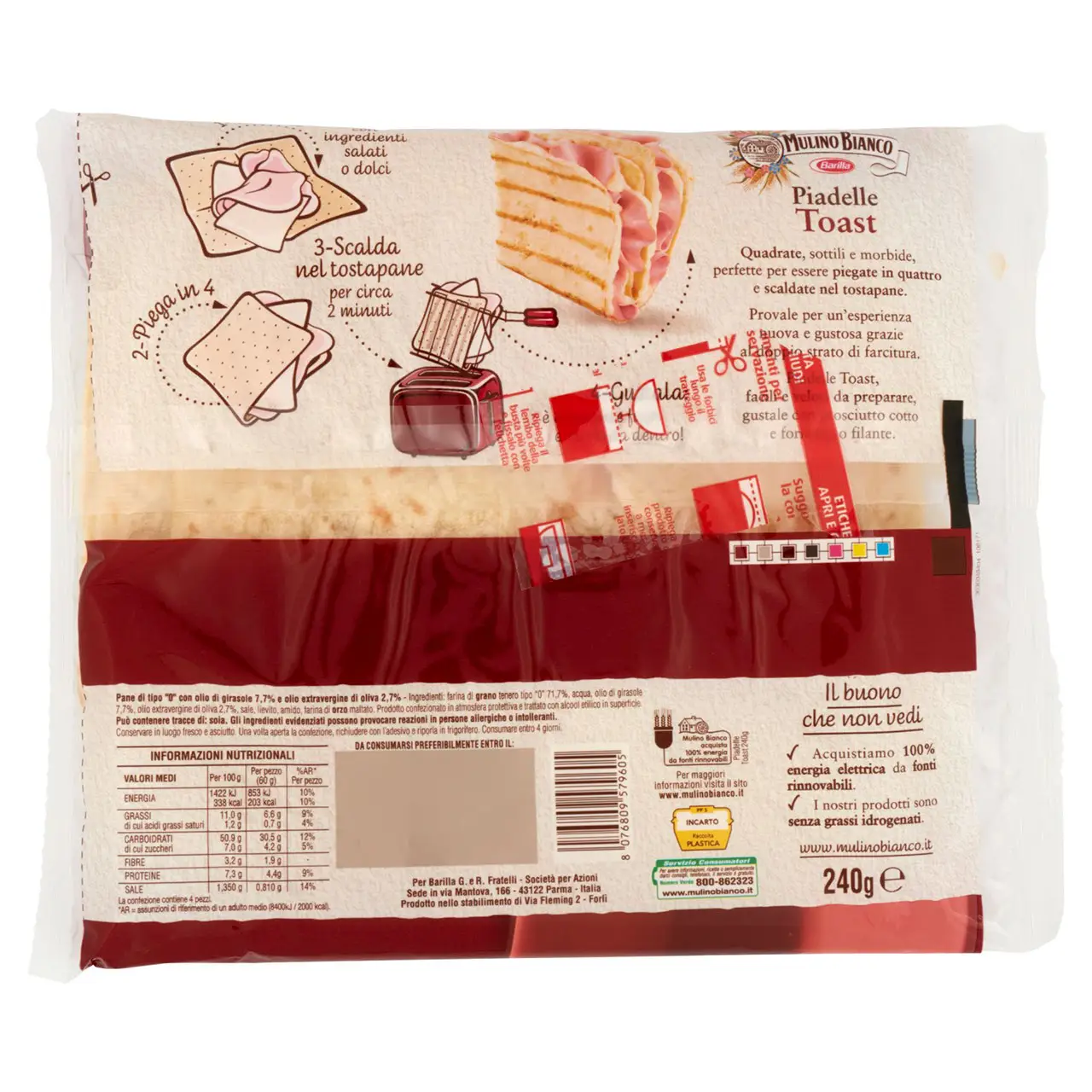 Mulino Bianco Biscuits | Mulino Bianco Piadina Piadelle Toast | Mulino Bianco Crackers | Mulino Bianco Italian Cookies | 8,4 Ounce Total - Image 3