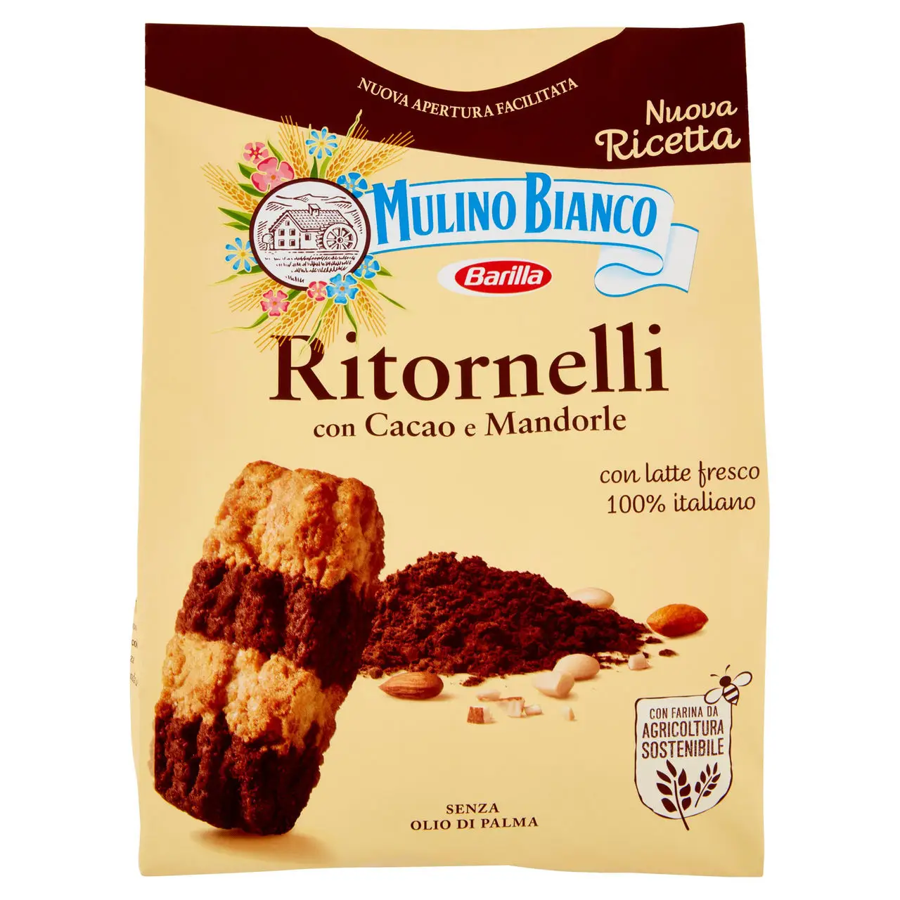 Mulino Bianco Biscuits | Mulino Bianco Ritornelli Biscuits With Almonds & Cocoa | Mulino Bianco Crackers | Mulino Bianco Italian Cookies | 24,6 Ounce Total
