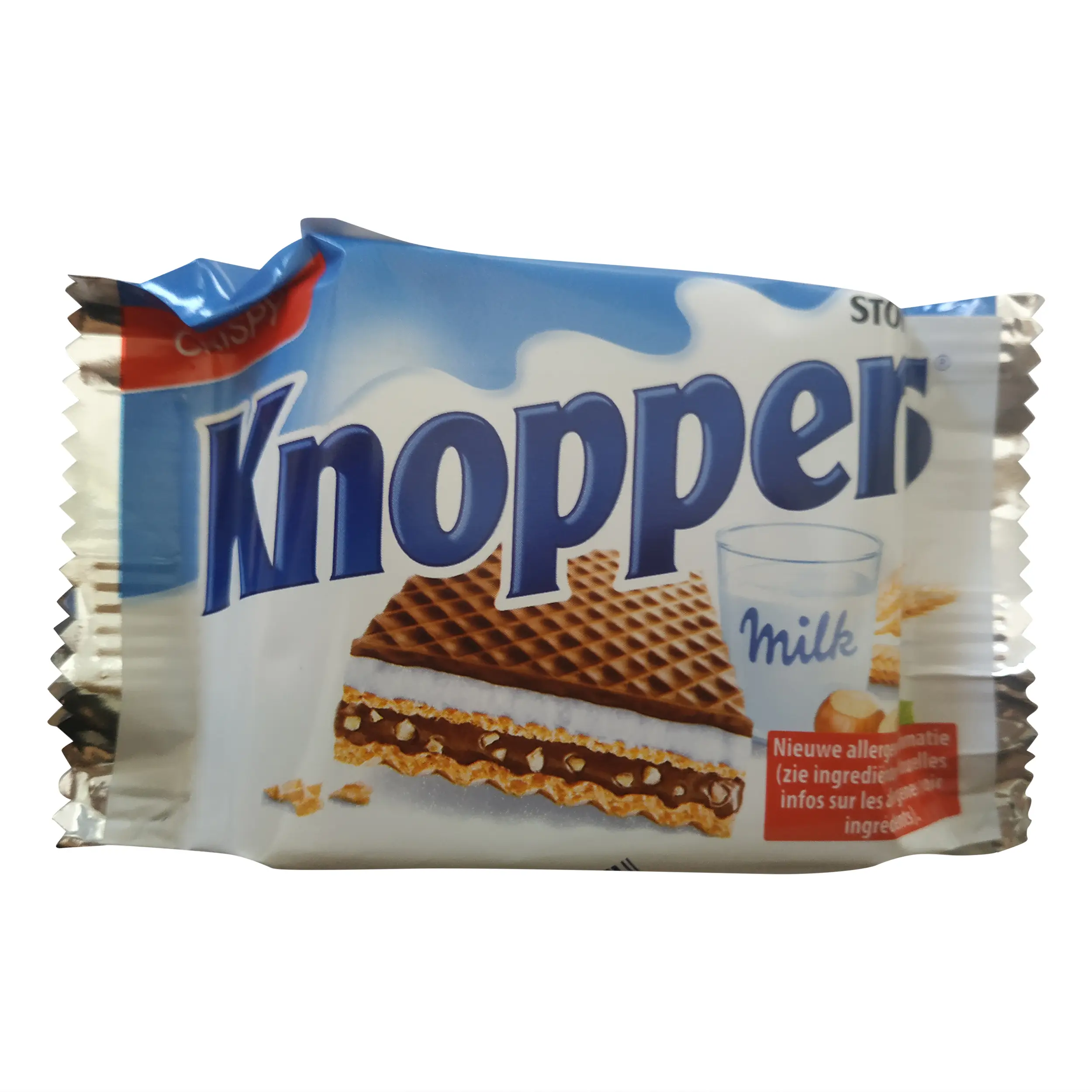 Wafers Knoppers | Wafer Knoppers com leite e avelã | Wafer crocante com sabor a leite e avelã | Chocolate Knoppers | Peso total de 4,4 onças