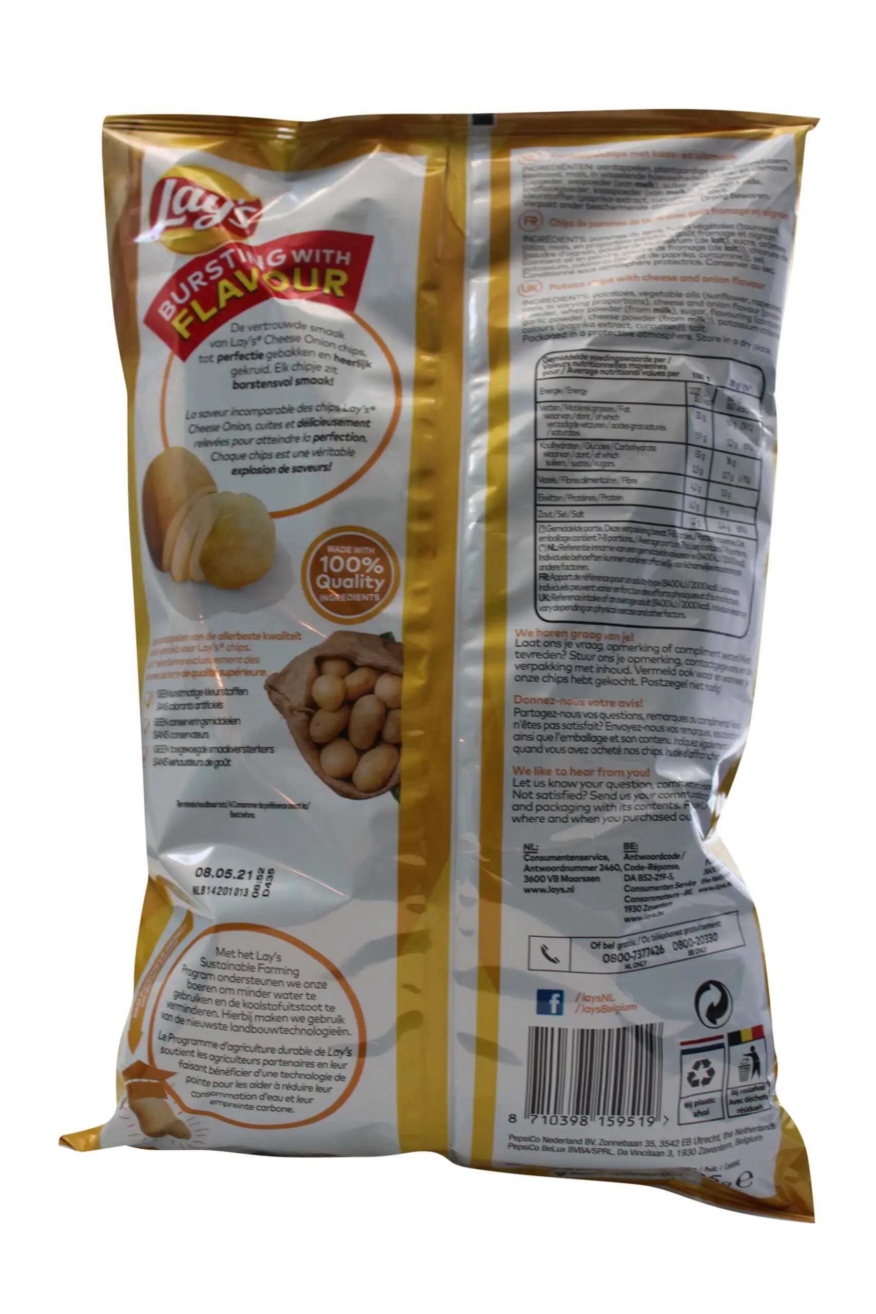 Batatas fritas Lays | Lays | Batatas fritas Lays cebola e queijo | Lays cebola | Peso total 7,93 onças - Image 3