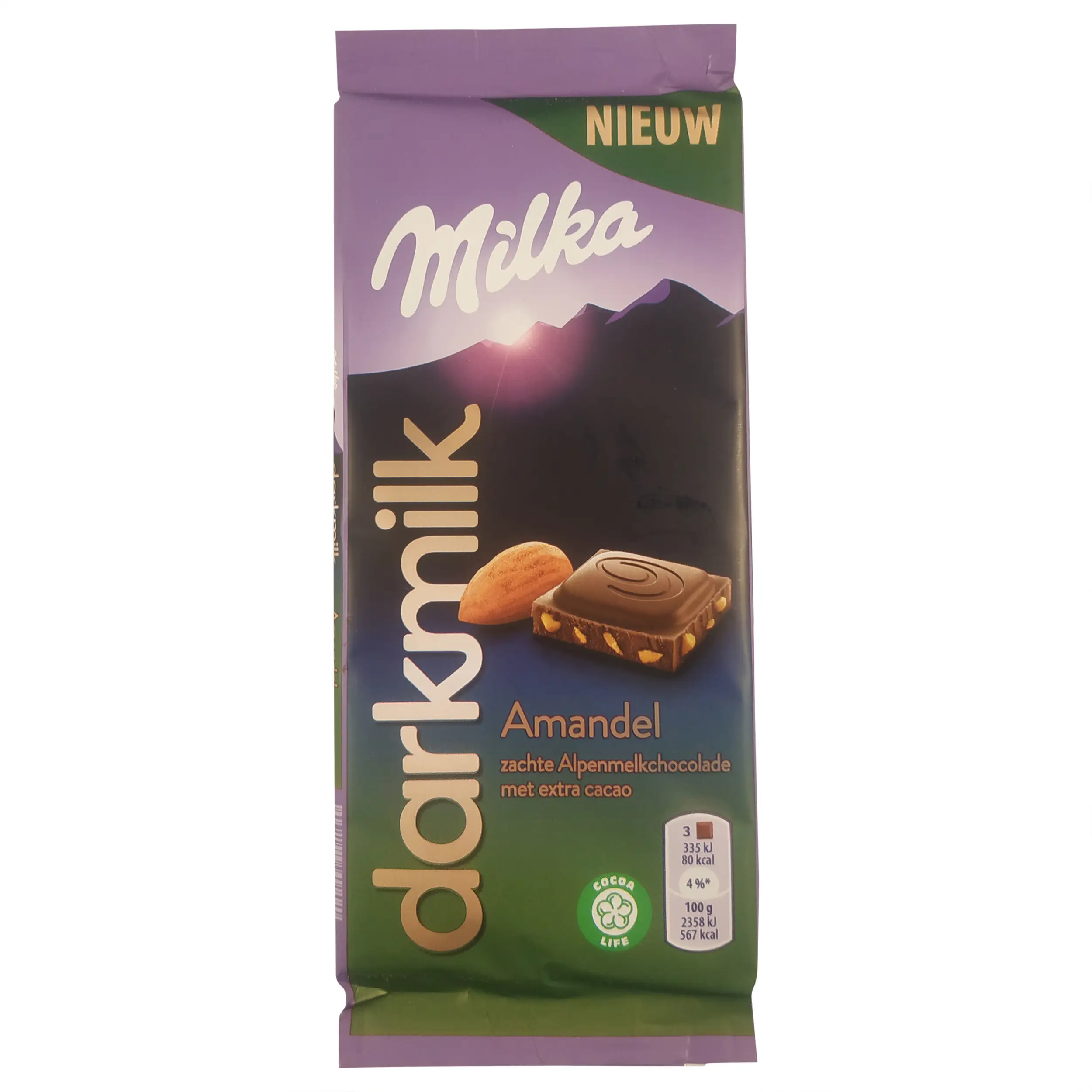 Chocolat noir Milka | Tablettes de chocolat européennes | Tablette de chocolat noir au lait Milka aux amandes | Chocolat noir et amandes | Poids total : 2,82 oz