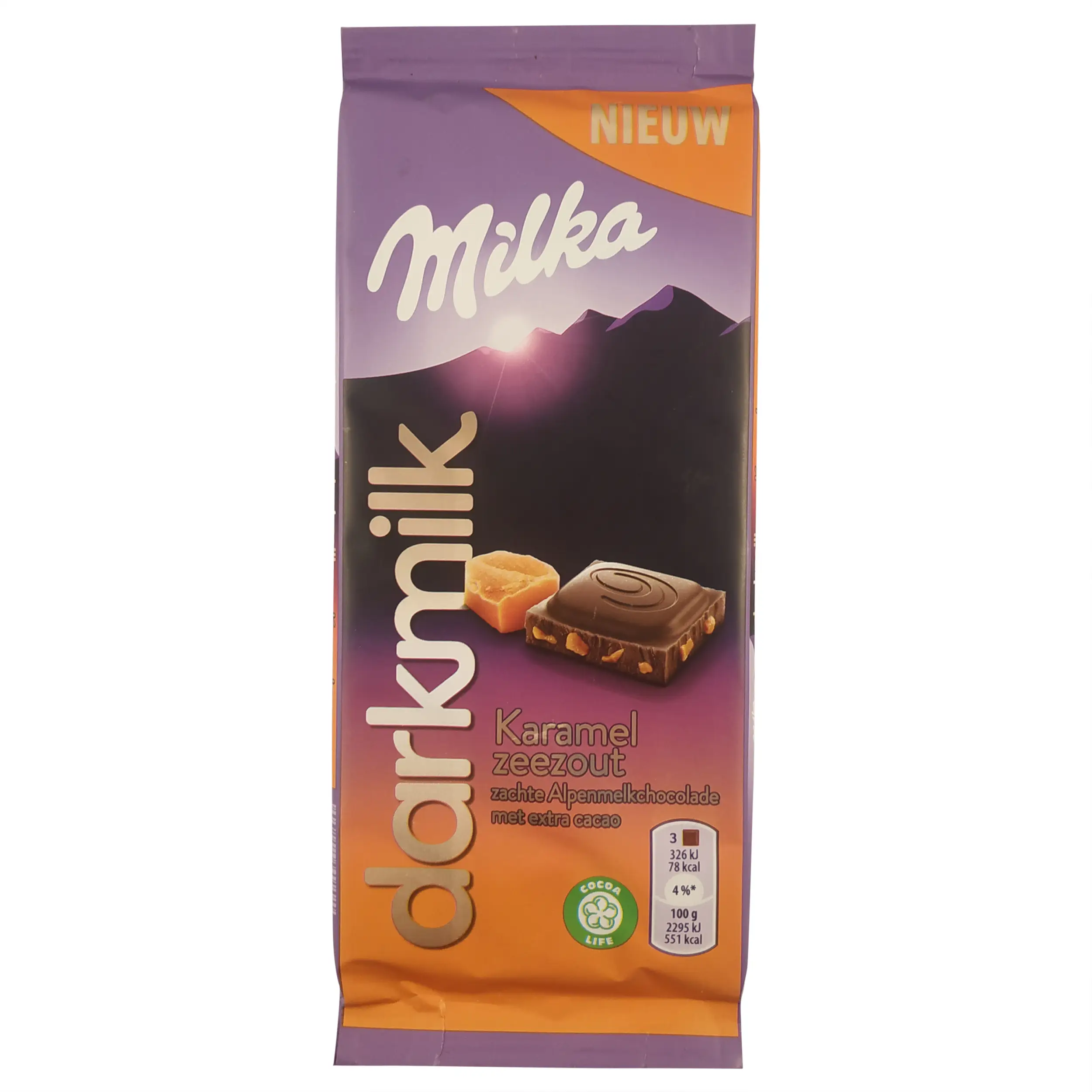 Chocolate preto Milka | Caramelo com sal marinho | Barra de chocolate preto com leite Milka Caramelo com sal marinho | Barra Milka | Peso total 2,82 onças