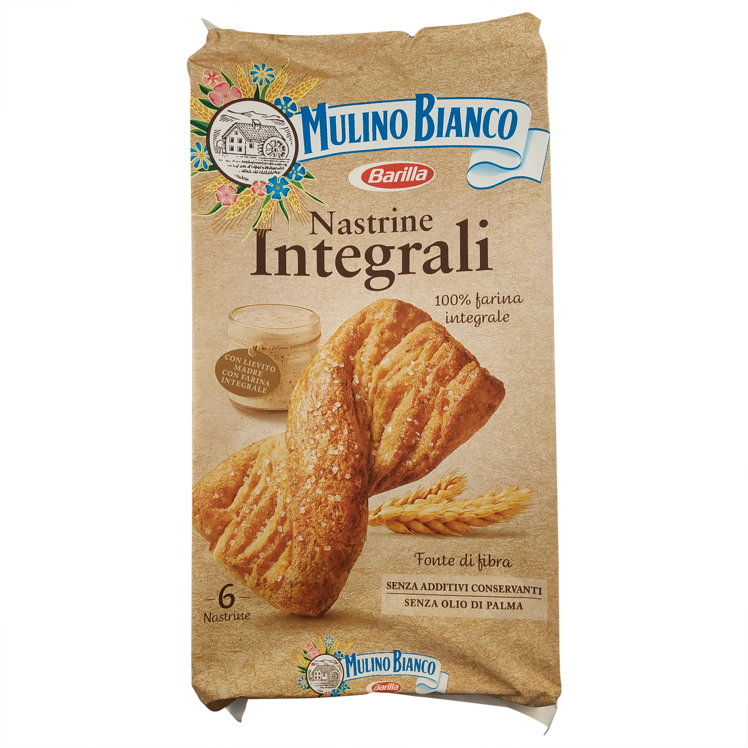 Mulino Bianco | Italienische Kekse | Mulino Bianco, Vollkornkekse 6 Stück | Mulino Bianco Kekse | Gesamtgewicht 8,46 Unzen
