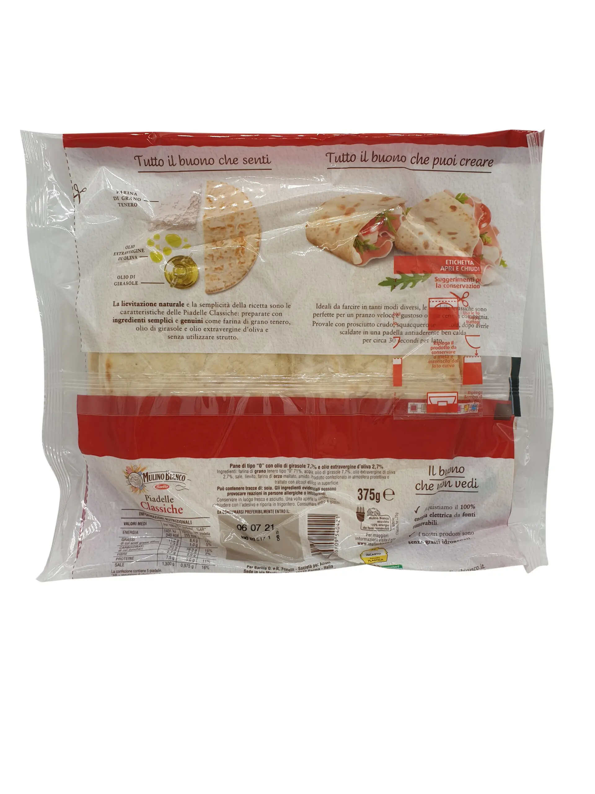 Piadina | Mulino Bianco | Mulino Bianco Piadina Flatbread | Piadina Flatbread | 13.22 Ounce Total Weight - Image 2