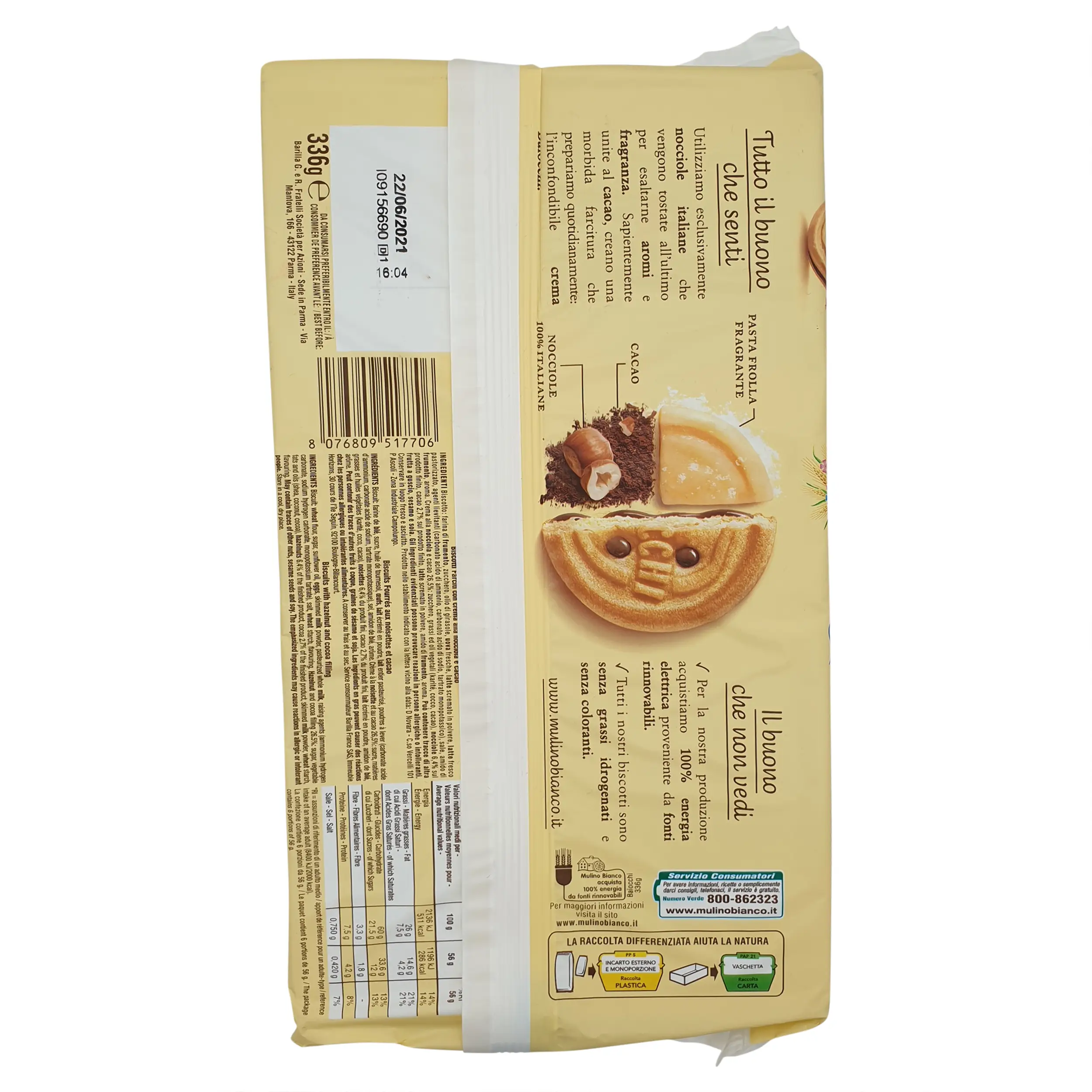Mulino Bianco | Italian Snacks | Mulino Bianco, Baiocchi conf. 6x56 g | Baiocchi Cookies | 11.85 Ounce Total Weight - Image 6