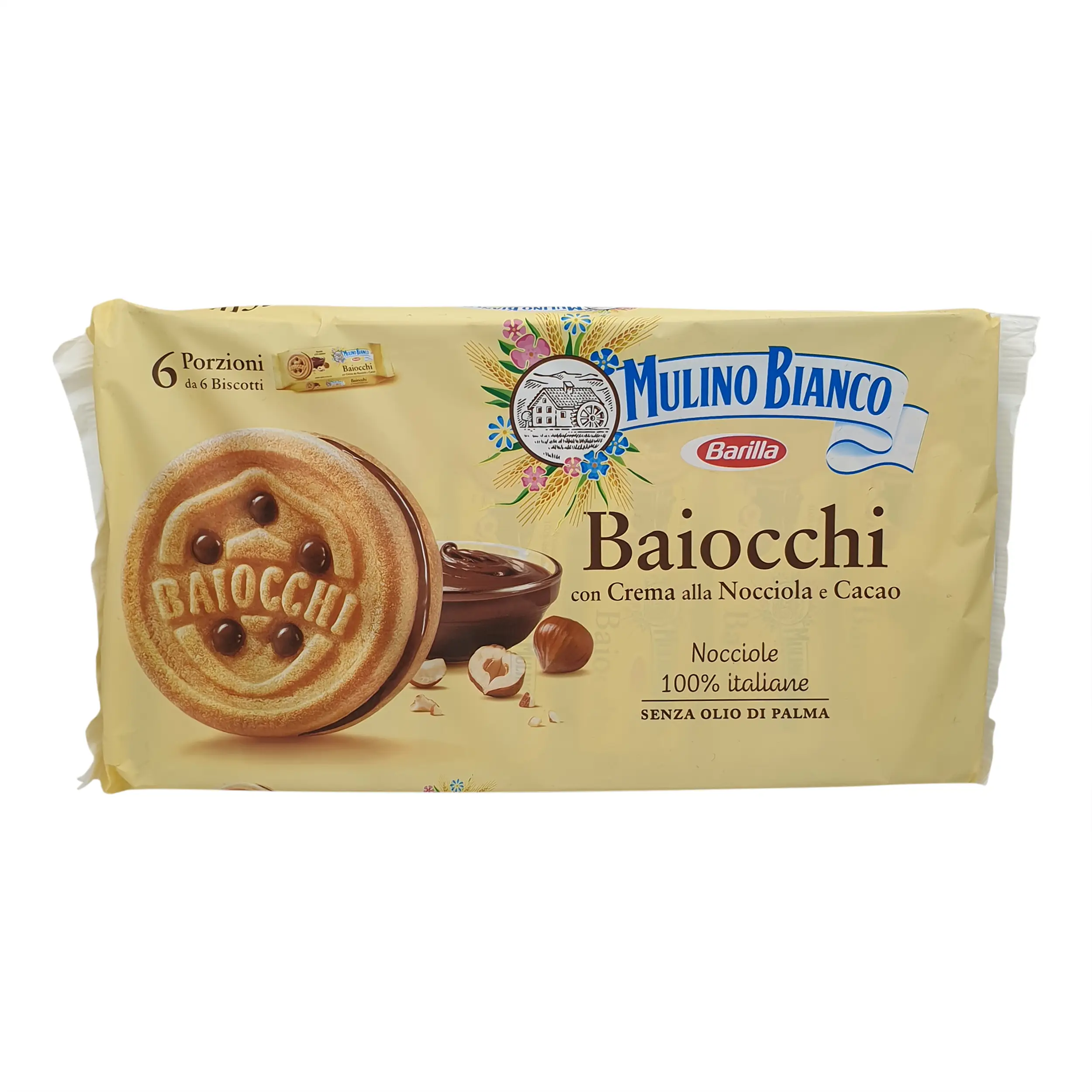 Mulino Bianco | Italian Snacks | Mulino Bianco, Baiocchi conf. 6x56 g | Baiocchi Cookies | 11.85 Ounce Total Weight