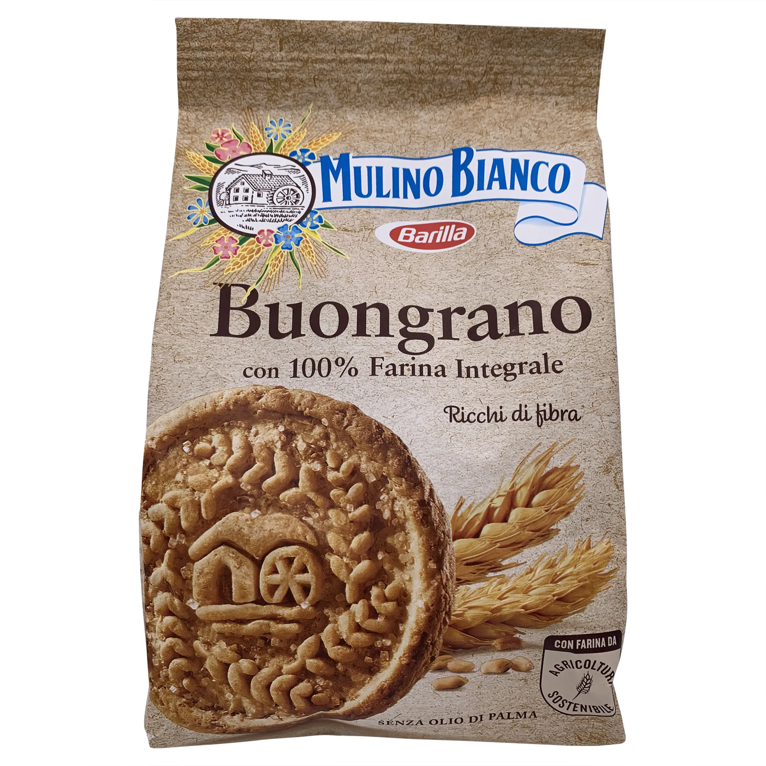 Mulino Bianco | Italian Biscuits | Mulino Bianco, Wholemeal Buongrano | Italian Cookies | 12.34 Ounce Total Weight