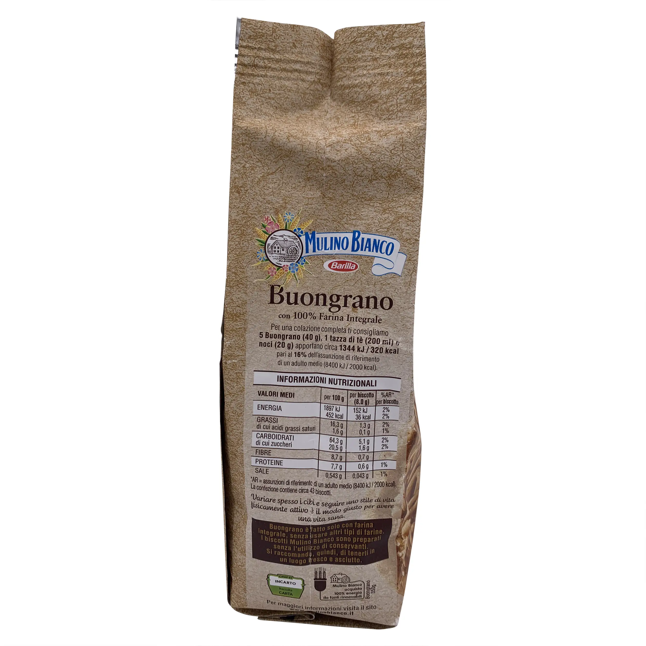 Mulino Bianco | Italian Biscuits | Mulino Bianco, Wholemeal Buongrano | Italian Cookies | 12.34 Ounce Total Weight - Image 2