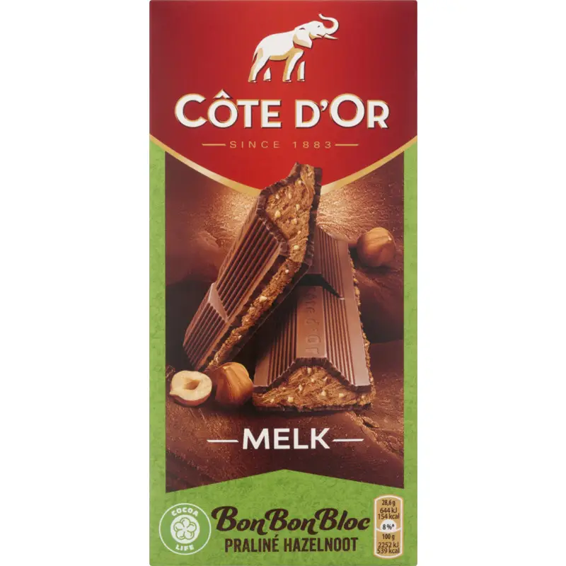 Chocolate Côte D'Or | Barra Côte D'Or com Praliné de Avelã e Leite | Chocolate Belga | Chocolate Cote D’Or | 7 onças no total