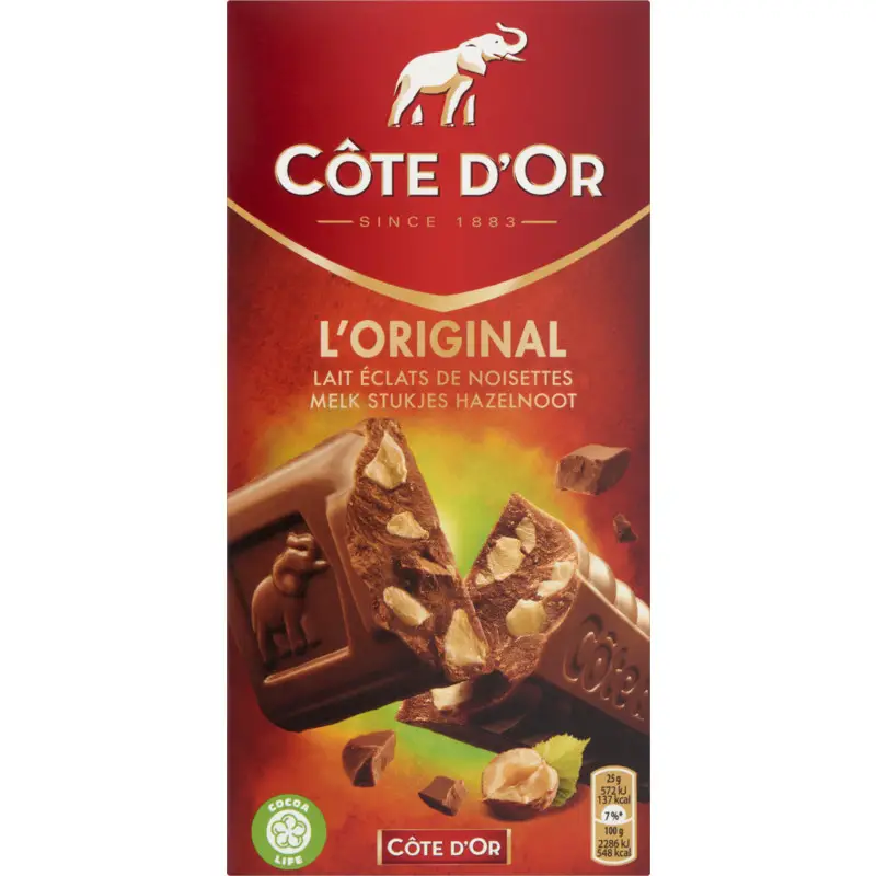 Côte D'Or Schokolade | Côte D'Or L'Original Schokoladentafel Milch Haselnuss | Belgische Schokolade | Cote D’Or Schokolade | 7 Unzen insgesamt