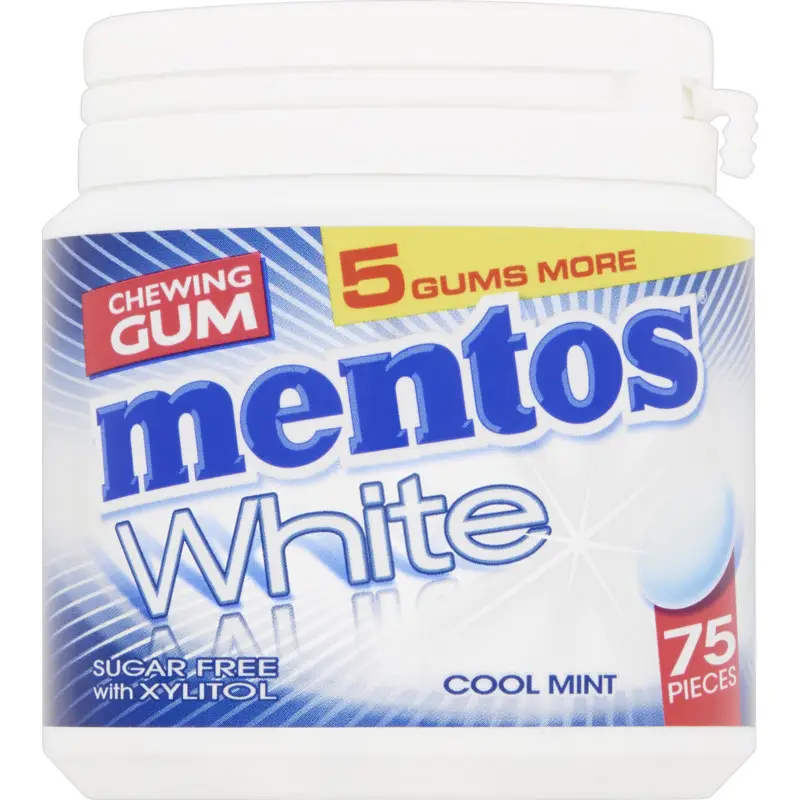 Mentos Gum | Mentos Gum White Cool Mint | Mentos Kaugummi | Mentos Bonbons | Insgesamt 3,9 Unzen