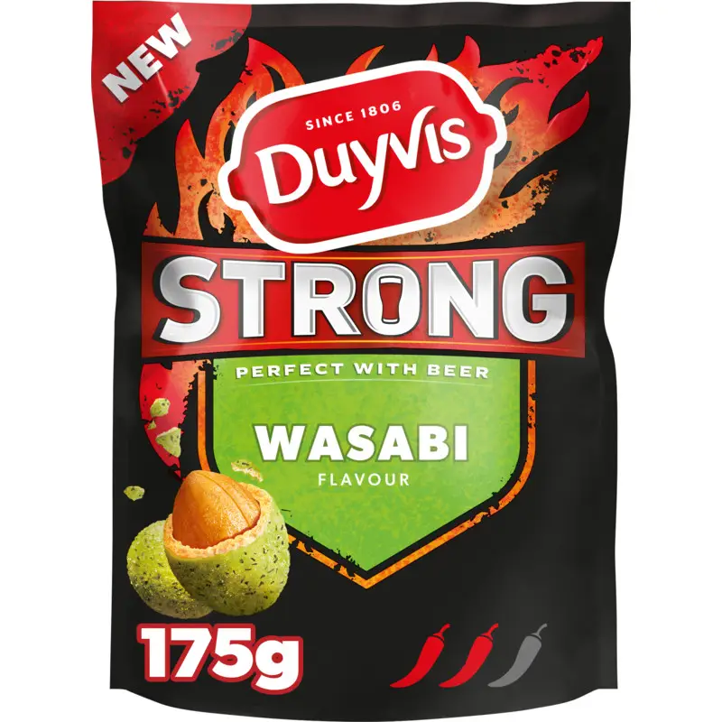 Duyvis Borrelnootjes | Wasabi forte | Borrel Nootjes | Nozes Duyvis | 6,1 onças no total