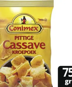 Conimex | Conimex Shrimp Crackers Spicy Cassava | Indonesische Gewürzmischung | Conimex-Saucen | Insgesamt 2,6 Unzen