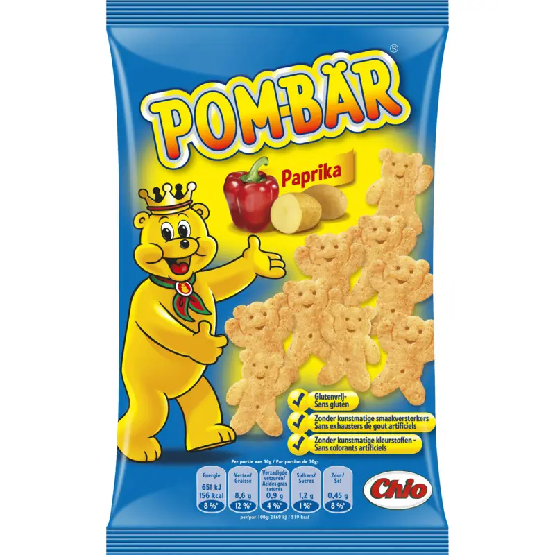 Batatas fritas Chio | Pimentão Pom-Bär | Batatas fritas Chio | Batatas fritas alemãs | 3,1 onças no total
