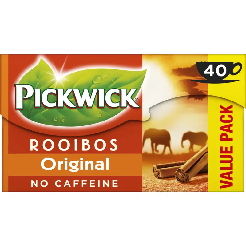 Chá Pickwick | Chá Rooibos Original Embalagem Económica | Saquinhos de Chá Pickwick | Chá Holandês Pickwick | 1,4 onças no total