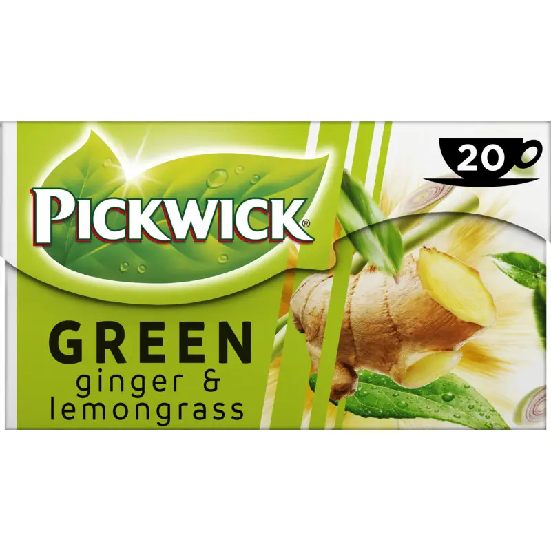 Pickwick Tea | Green Tea Ginger & Lemongrass | Pickwick Tea Bags | Pickwick Dutch Tea | 1 Ounce Total