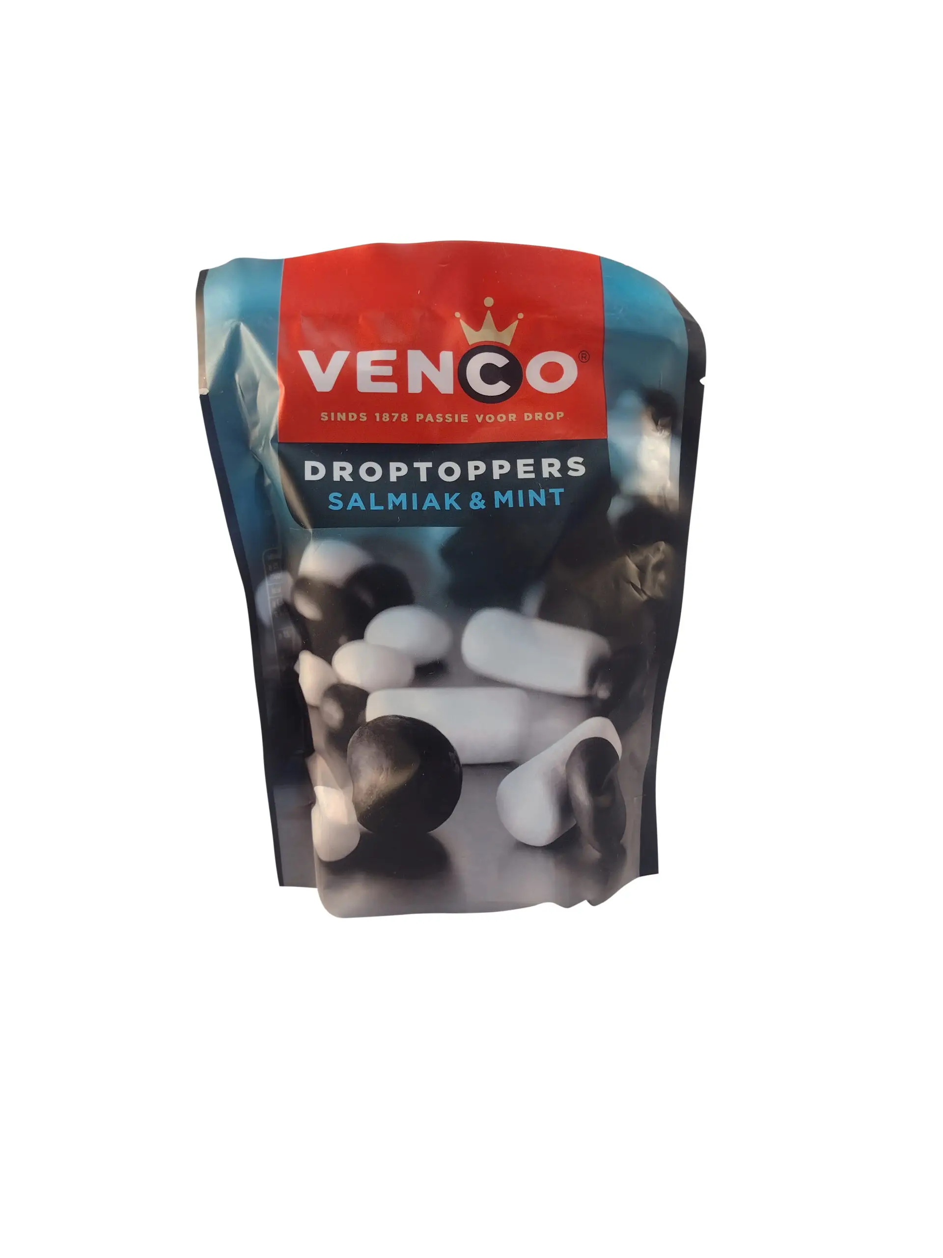 Alcaçuz Venco | Venco Droptoppers Salmiac Mint | Alcaçuz holandês Venco | Alcaçuz holandês | 9,8 onças no total