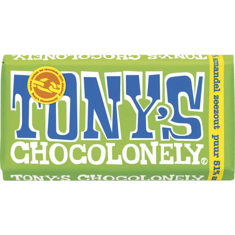Tony'S Chocolonely | Amêndoa escura com sal marinho | Barras de chocolate Tonys Chocolonely | Chocolate Tonys | 6,3 onças no total