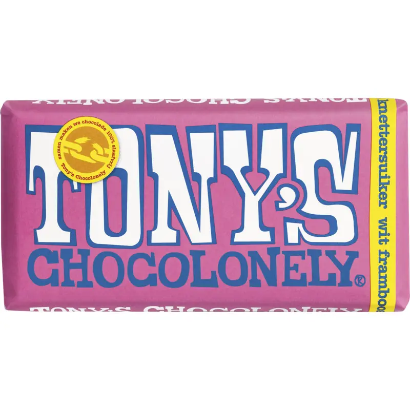 Tony'S Chocolonely | Framboesa Branca | Barras de Chocolate Tonys Chocolonely | Chocolate Tonys | 6,3 onças no total