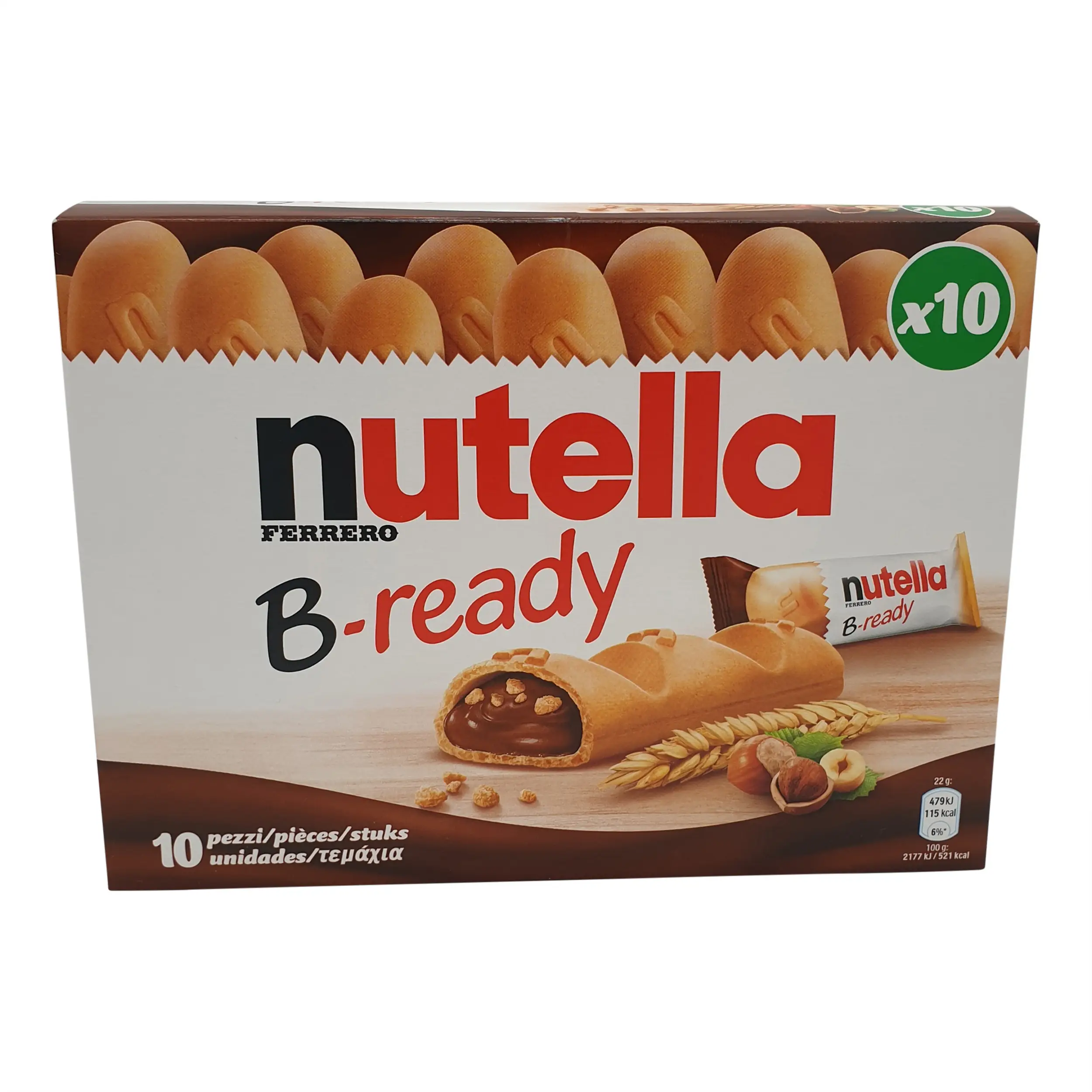 Nutella B-Ready | Nutella Biscuits | Nutella B-Ready 10X22G | Nutella Be Ready | 7.76 Ounce Total Weight