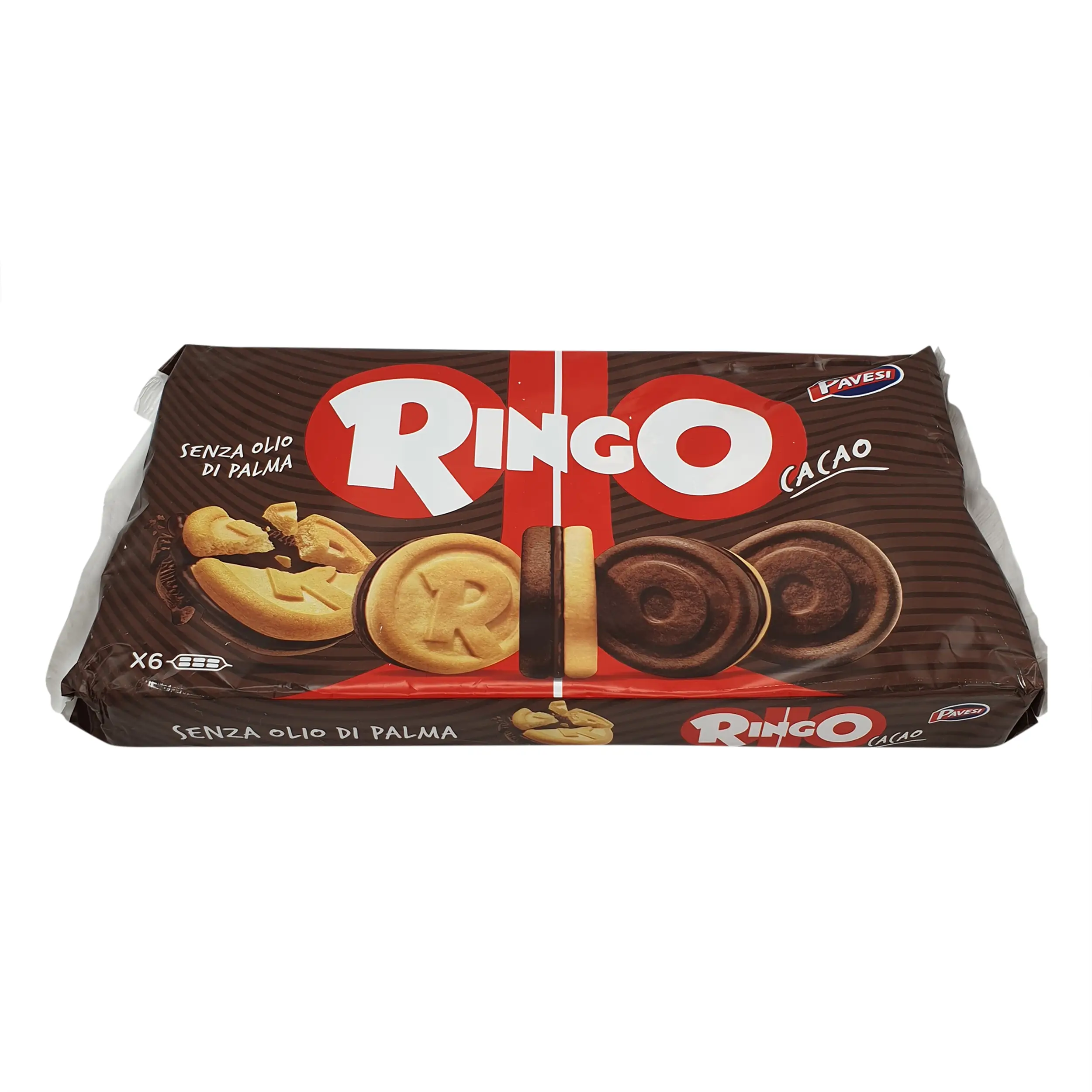 Pavesi | Italian Cookies | Pavesi, Ringo cacao 6x55g | Ringo Cookies | 11.64 Ounce Total Weight