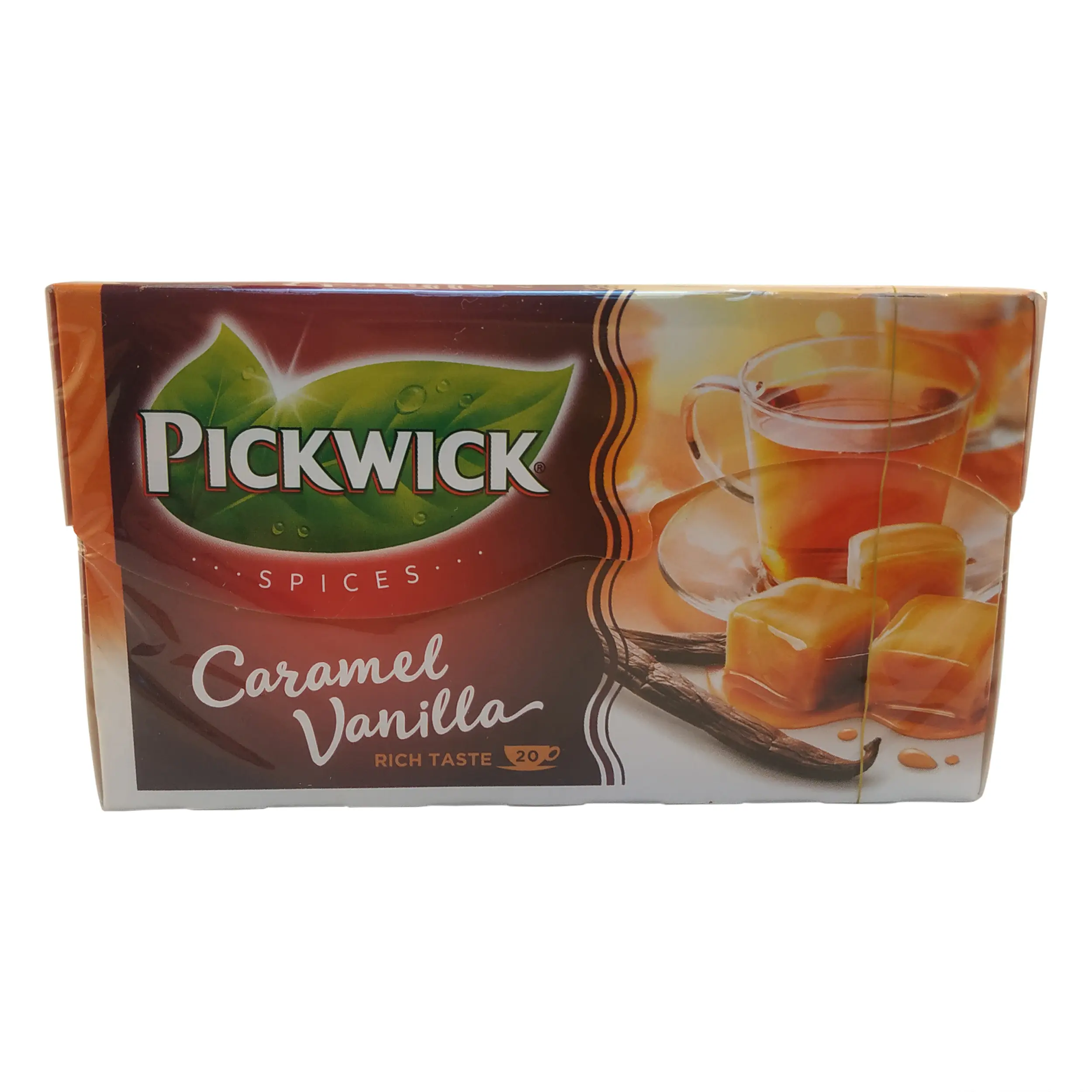 Saquinhos de chá Pickwick | Chá de caramelo e baunilha | 20 unidades de chá de caramelo e baunilha | Chá com especiarias de inverno | Peso total de 1,05 onças