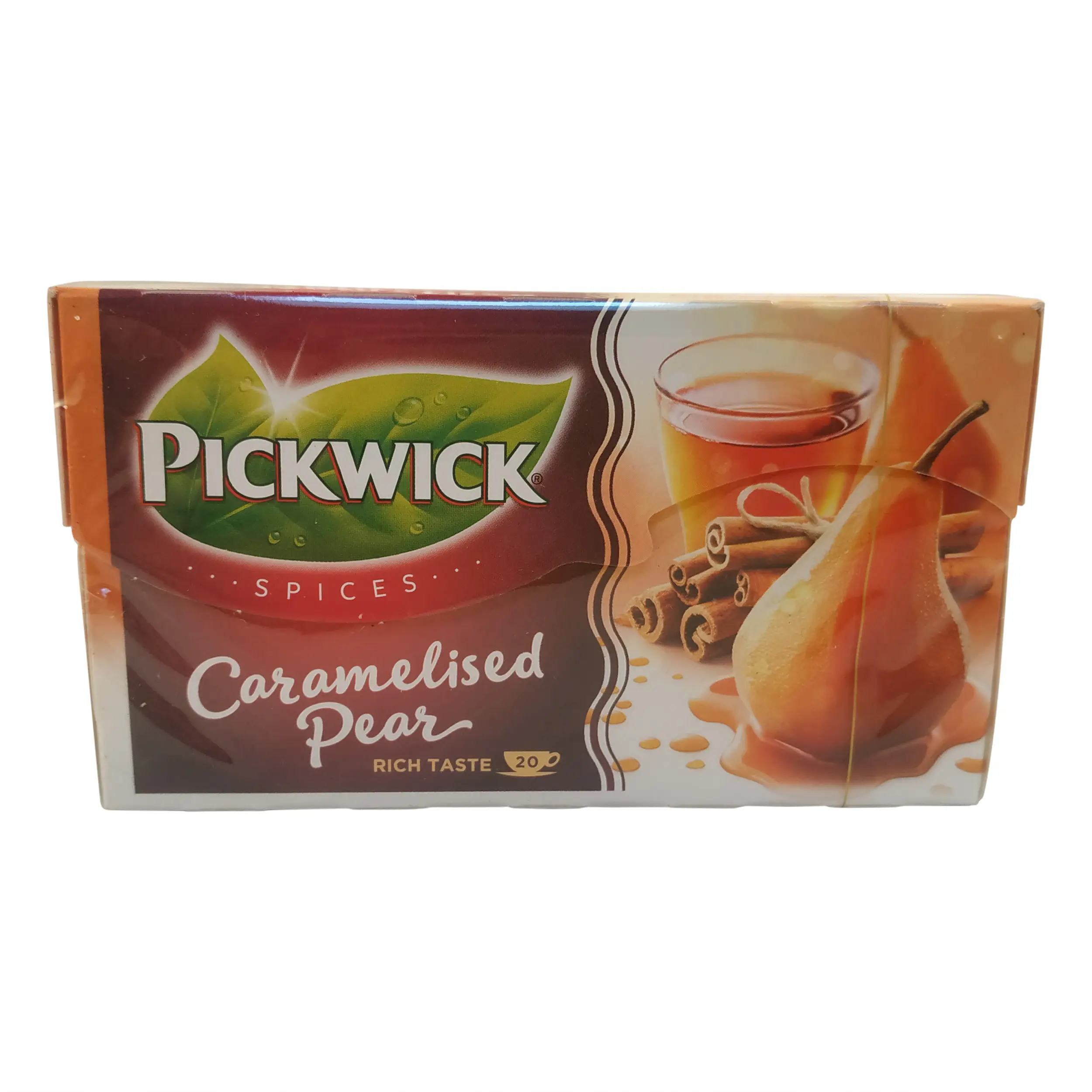 Chá Pickwick | Chá Caramelo | Delicioso chá preto enriquecido com o sabor de caramelo, pêra e canela | Chá de sobremesa | Peso total de 1,05 onças