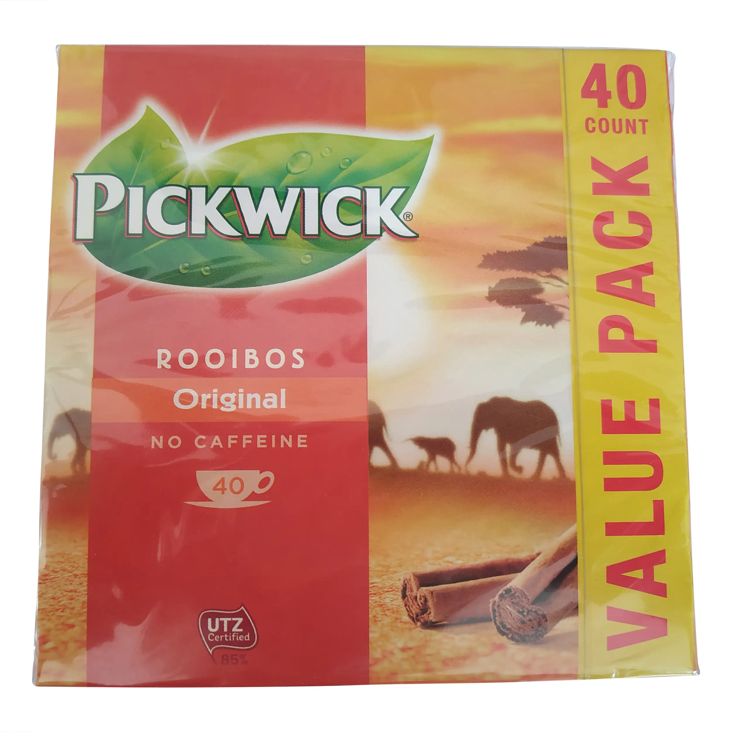 Chá Pickwick | Chá holandês | Pickwick Rooibos Original Embalagem económica com 40 saquinhos | Chá holandês Pickwick | Peso total 2,11 onças