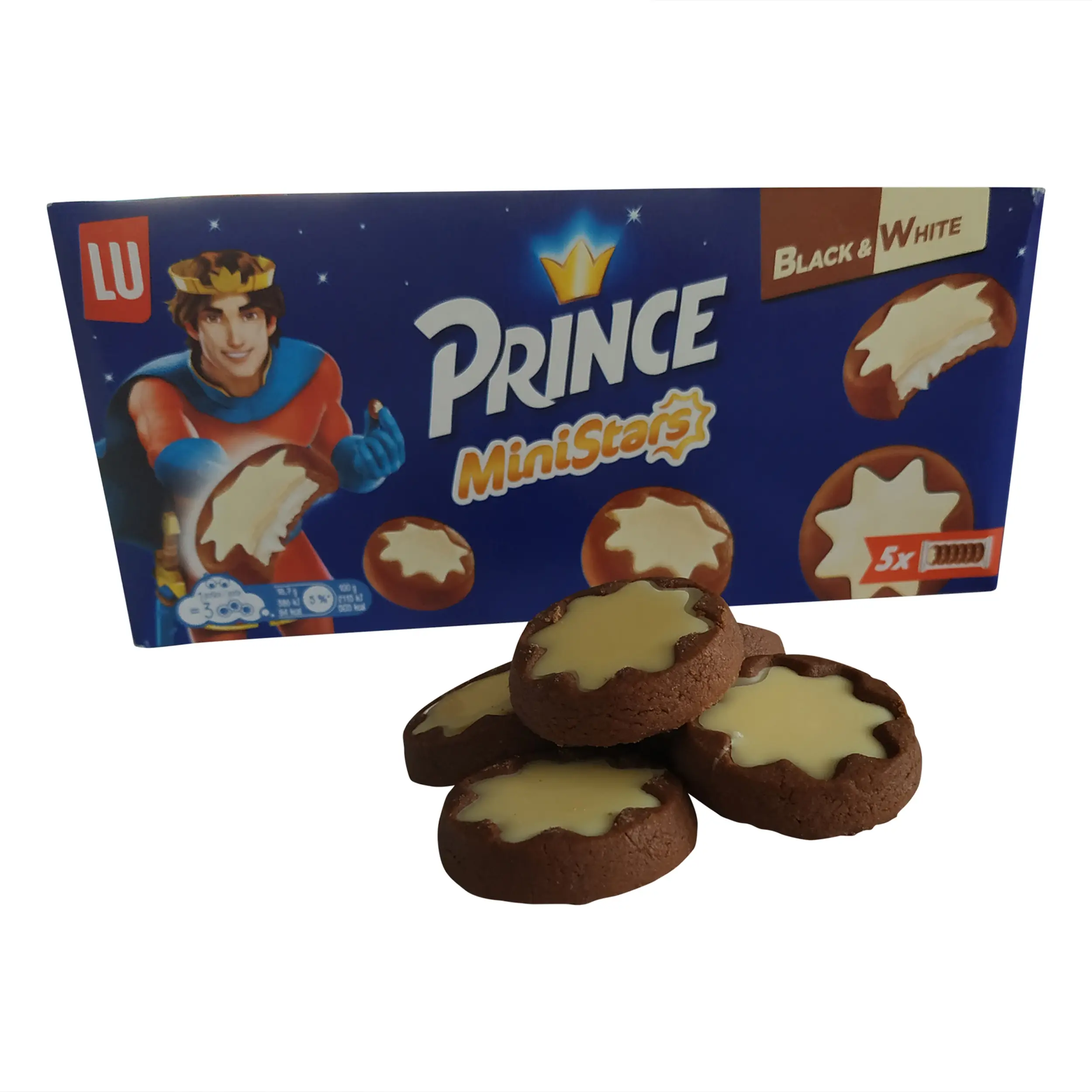 Biscuits LU Prince | LU Cookies | Biscuits croustillants fourrés au lait et enrobés de chocolat blanc |  LU Prince Choco Prince | Poids total : 186 g