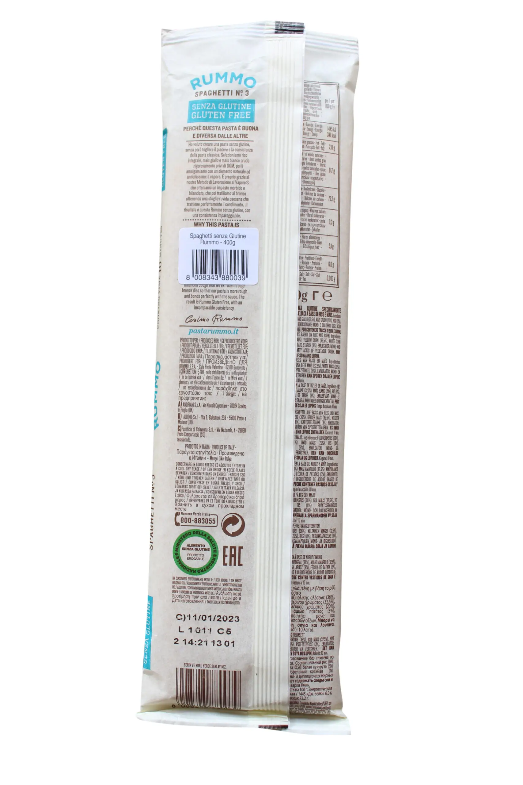 Rummo Spaghetti | Gluten Free Spaghetti | Rummo Senza Gluten Free Spaghetti | Rummo | 14.1 Ounce Total Weight - Image 2