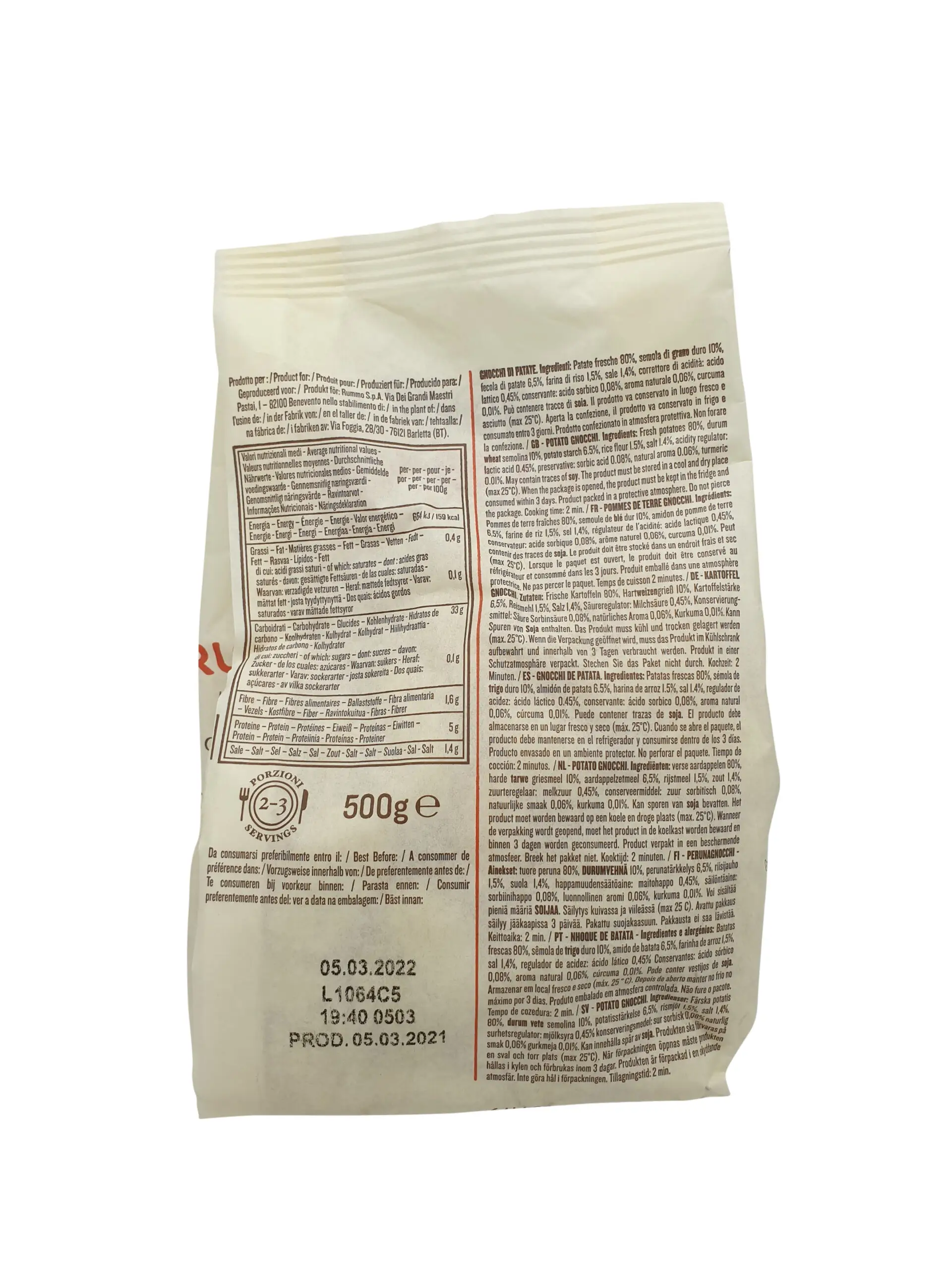 Rummo | Fresh Gnocchi | Rummo Potato Gnocchi | Gnocchi Potato | 17.63 Ounce Total Weight - Image 4