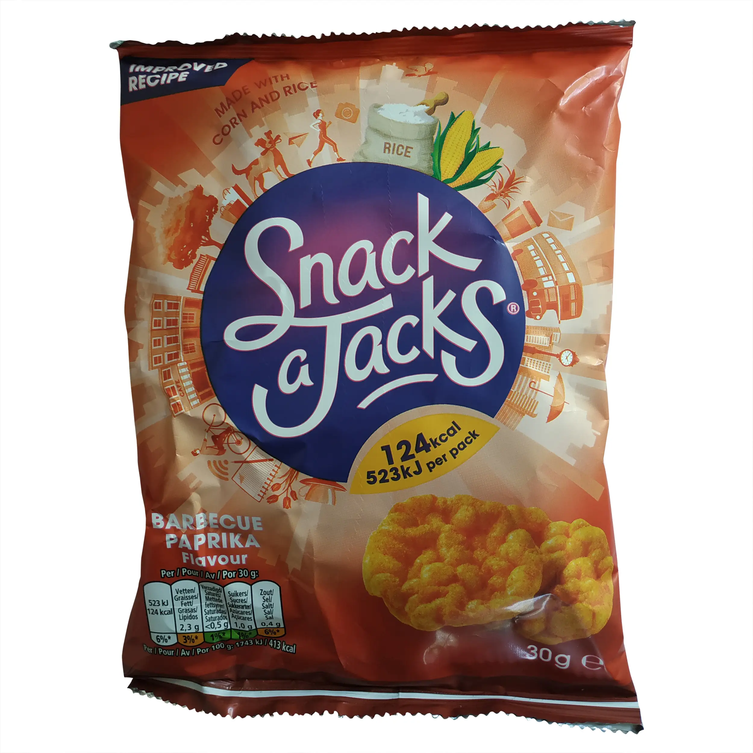Snack a Jacks | Snack Jacks | Snack a Jacks Barbecue Paprika | SnackaJacks | Peso total: 30 g