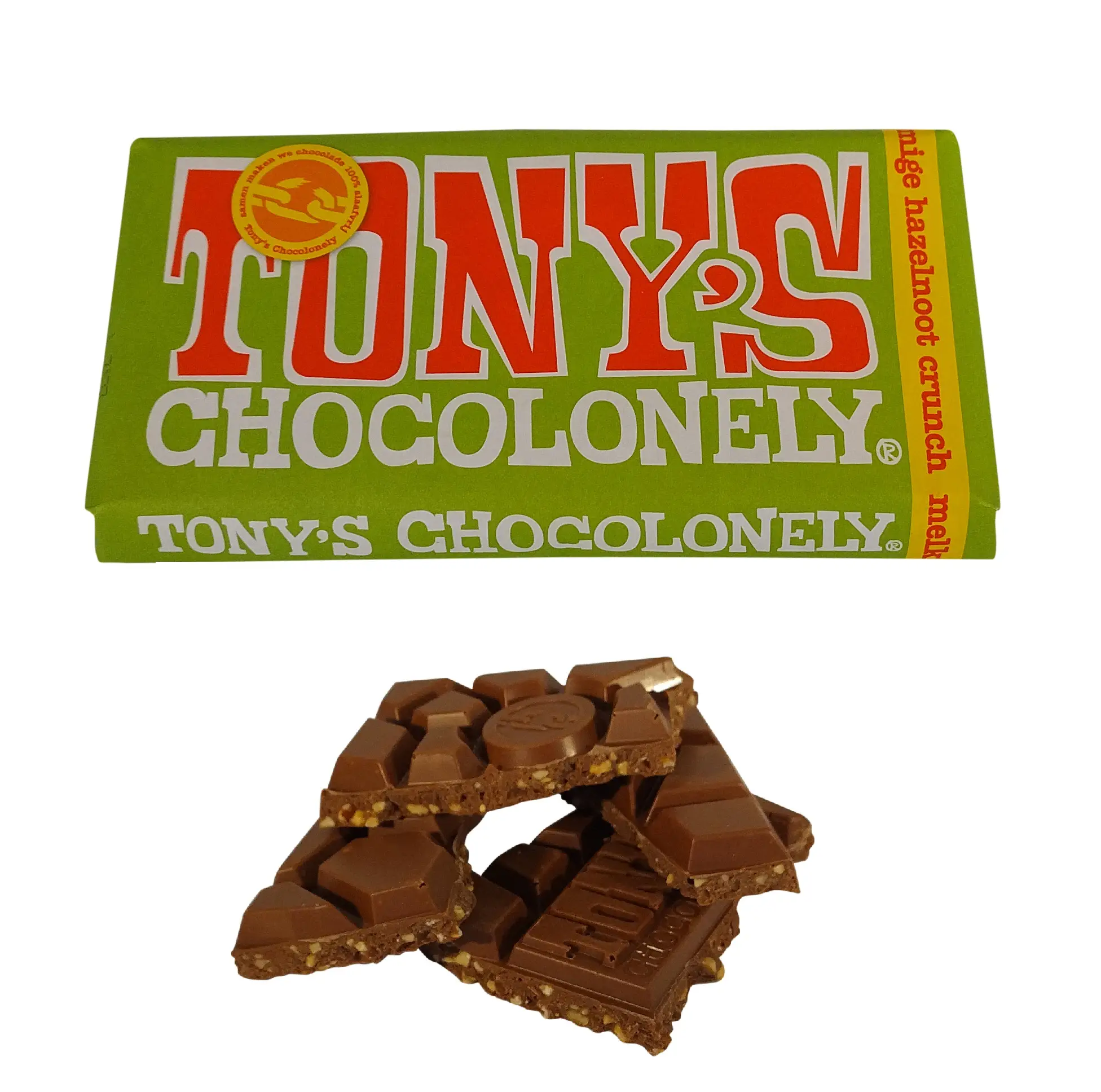 Tony'S Chocolonely | Leite com Avelã Crocante | Barras de Chocolate Tonys Chocolonely | Chocolate Tonys | 6,3 onças no total