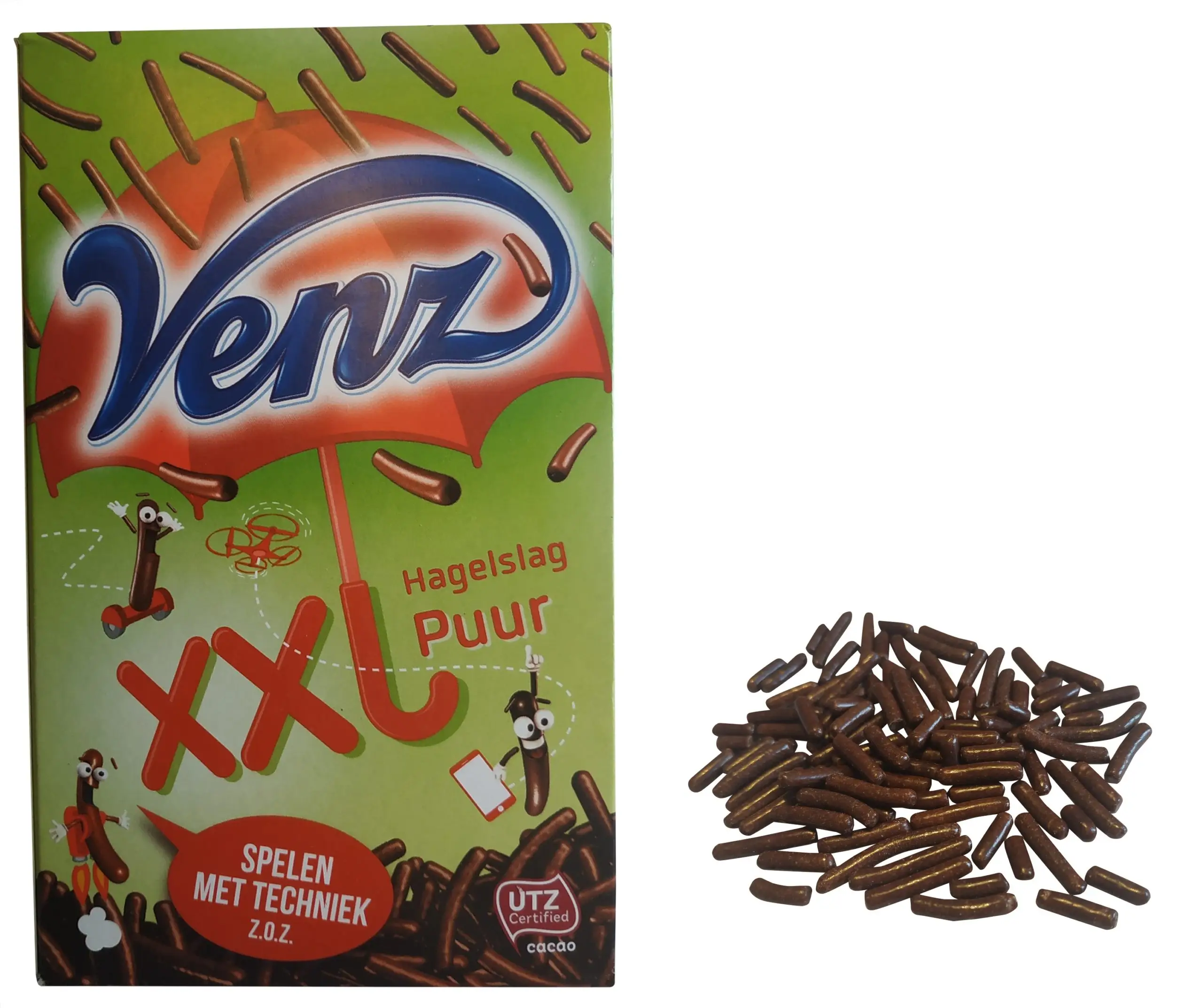 Hagelslag Chocolate Amargo XXL Sprinkles Venz | Granulado de Chocolate Holandês Extra Grande Amargo | Granulado Holandês Amargo da Venz | 13,4 onças no total
