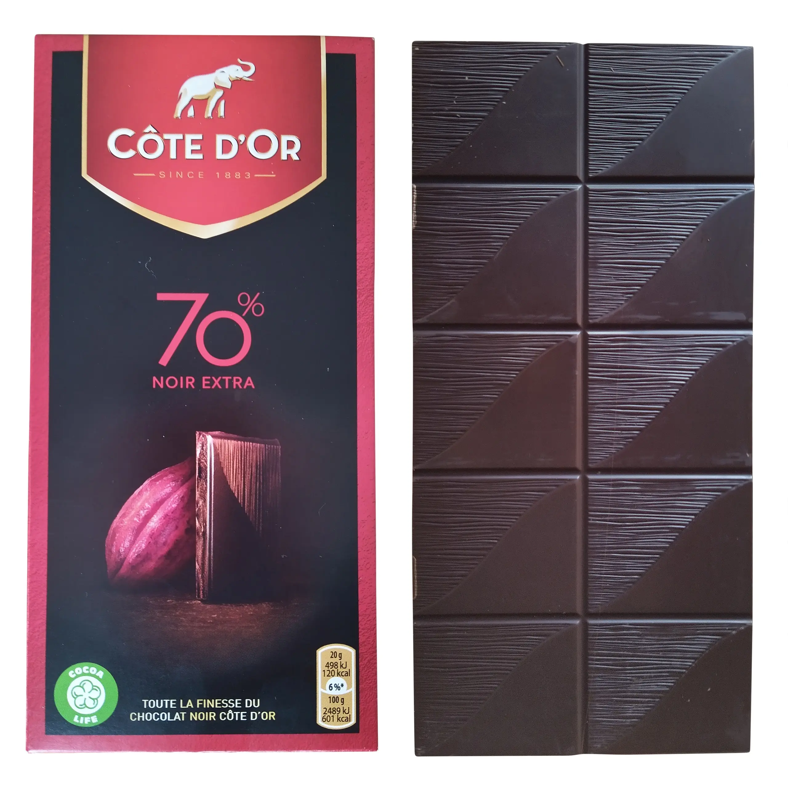 Chocolat noir extra fort Côte d'Or 70 % | Tablettes de chocolat belge | Chocolat noir belge intense | Chocolat noir Côte d'Or | 3,5 oz