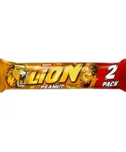 Barres Lion au chocolat et aux cacahuètes double  | Barres chocolatées Lion | Barre Lion aux cacahuètes | 28 barres chocolatées Lion aux cacahuètes de 61 g chacune
