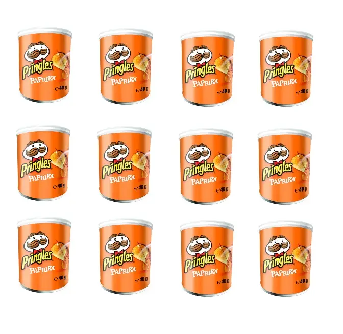 Pringles Paprika | Pringles Pimentão | Embalagem com 12 latas pequenas | Multipack Pringles | Batatas fritas Pringles | 16 oz | 480 g